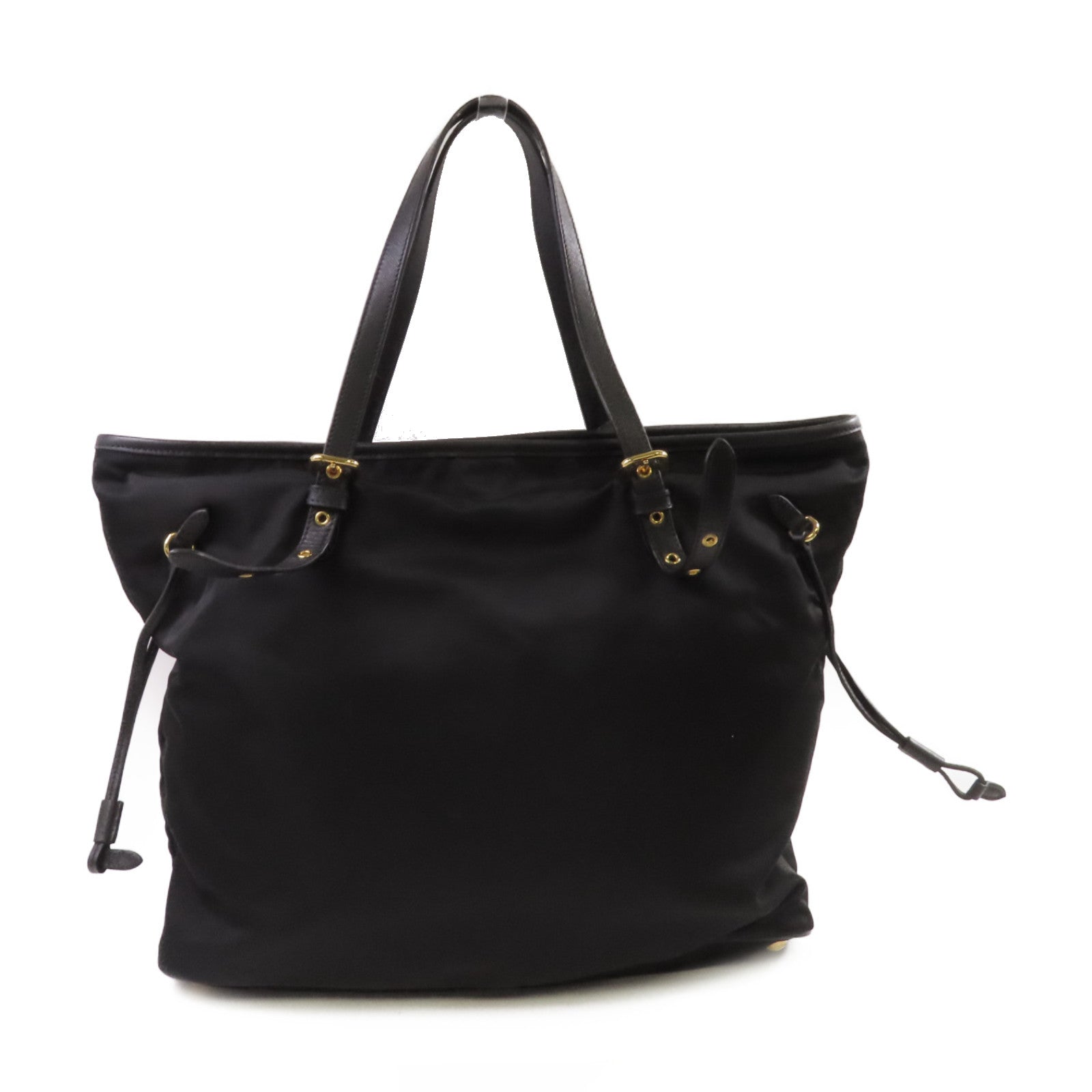 PRADA 尼龍Tote Bag金扣肩背袋黑色