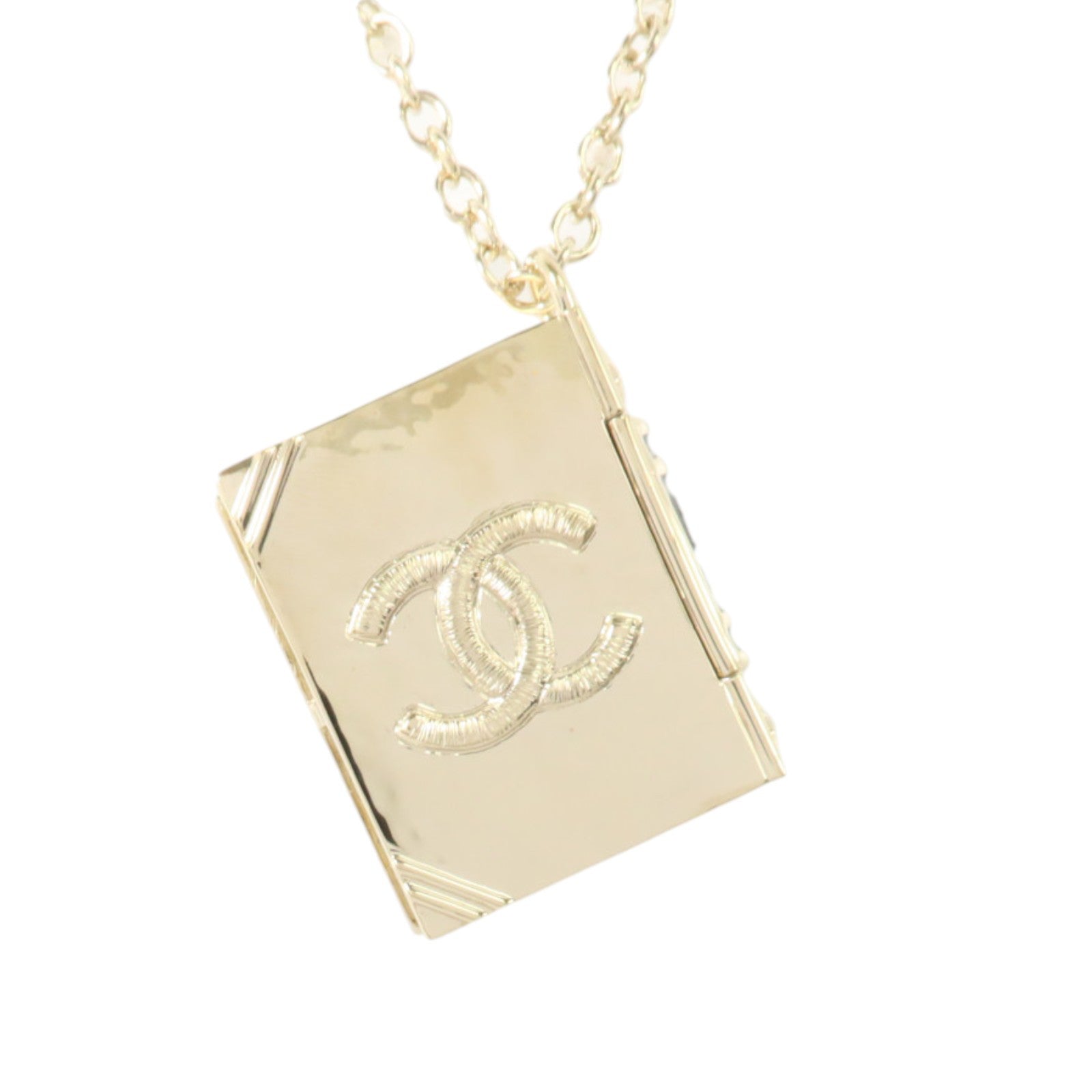 CHANEL 金屬/琺瑯Lion Book Locket Pendant Necklace項鏈