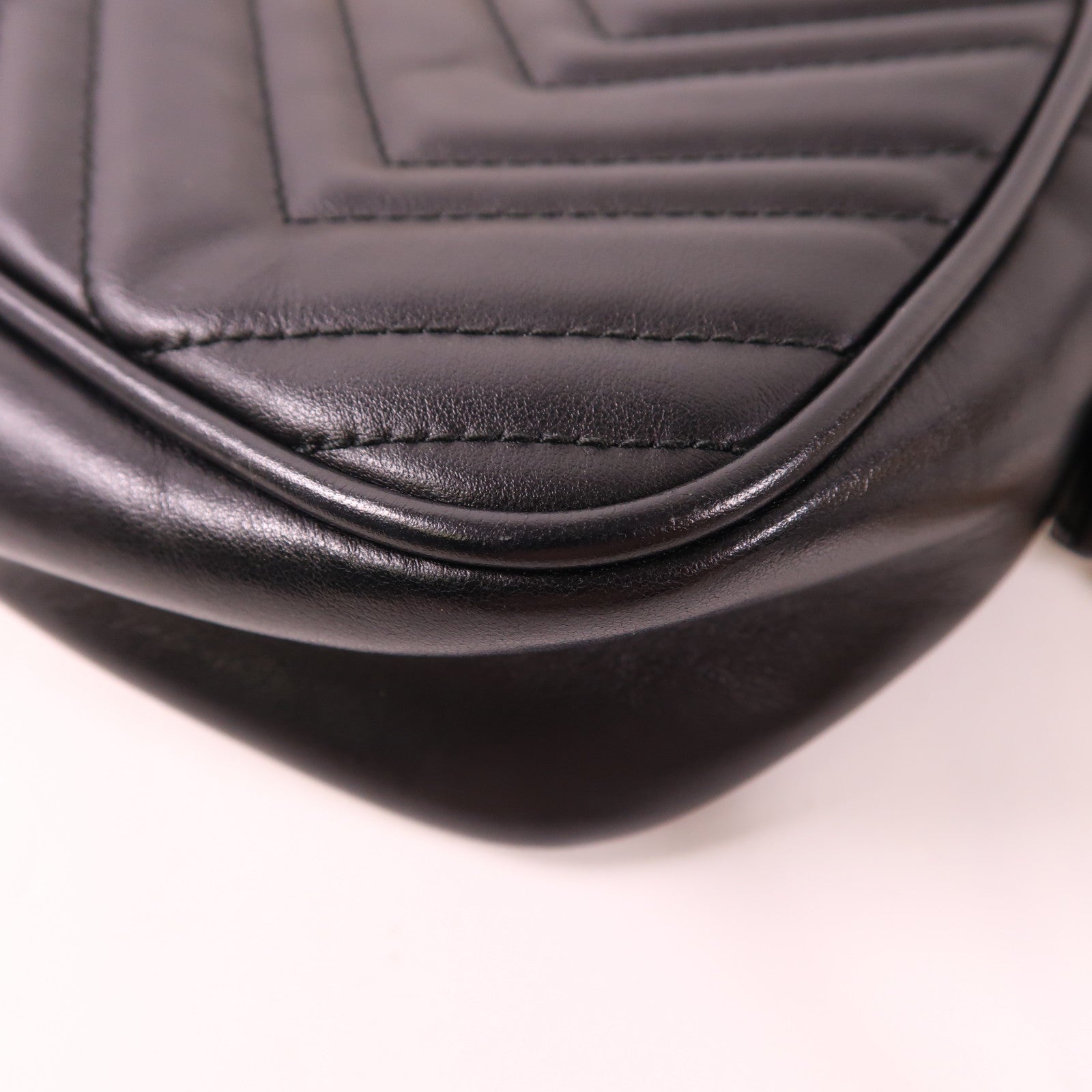 GUCCI GHW GG Marmont Shoulder Bag 447632 Calfskin Leather Black