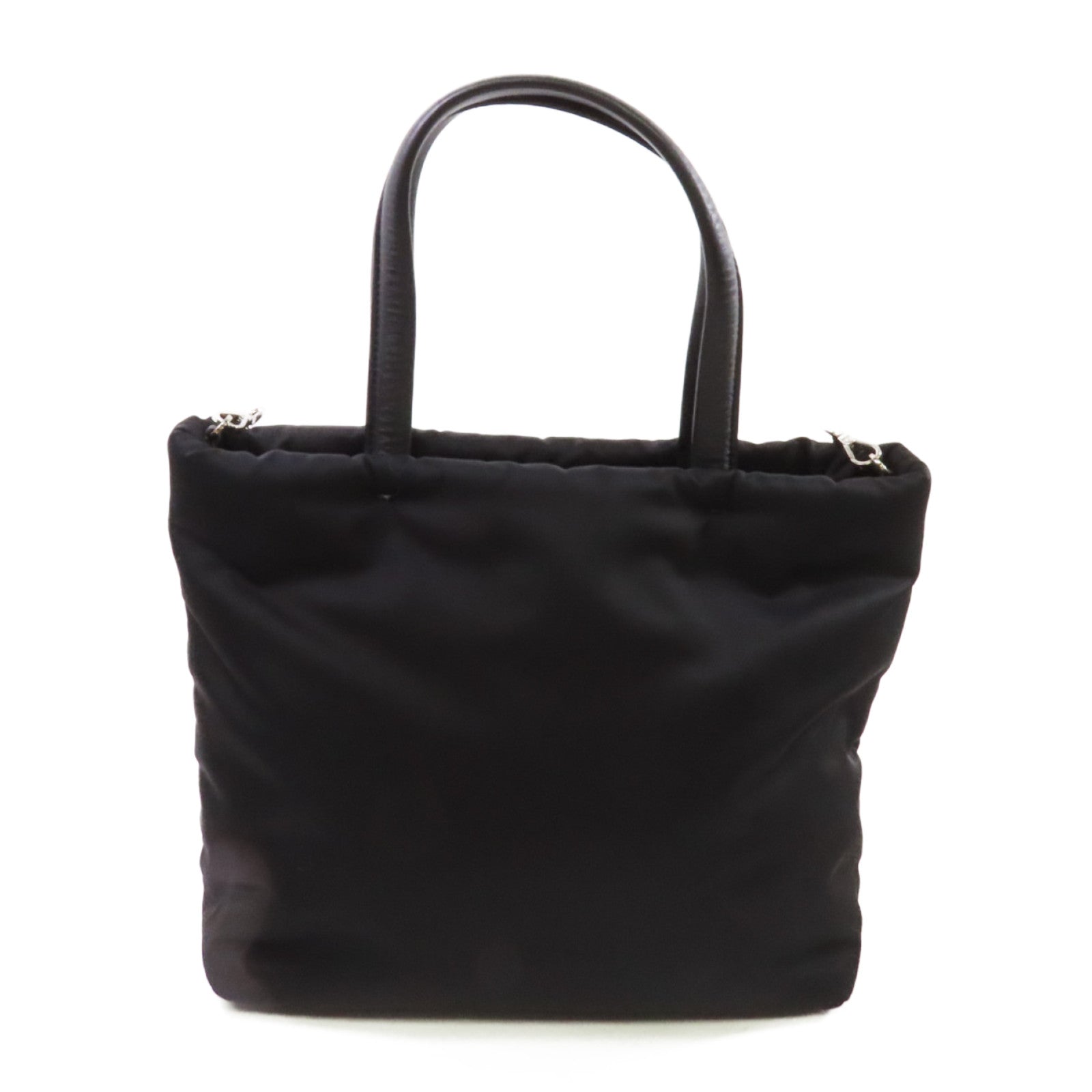 PRADA 尼龍2Way Shoulder Bag銀扣手挽肩背兩用袋黑色