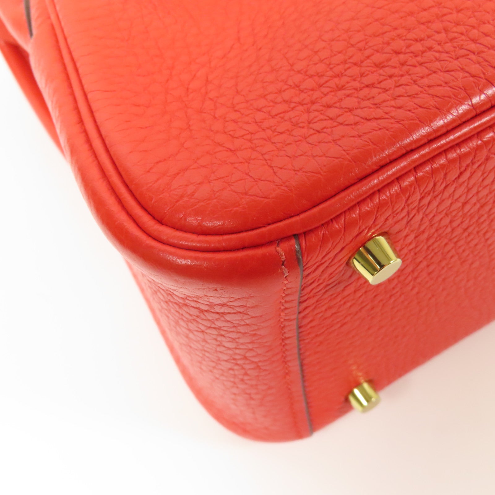 HERMES Clemence皮革Mini Lindy金扣手挽肩背兩用袋Rouge De Coeur