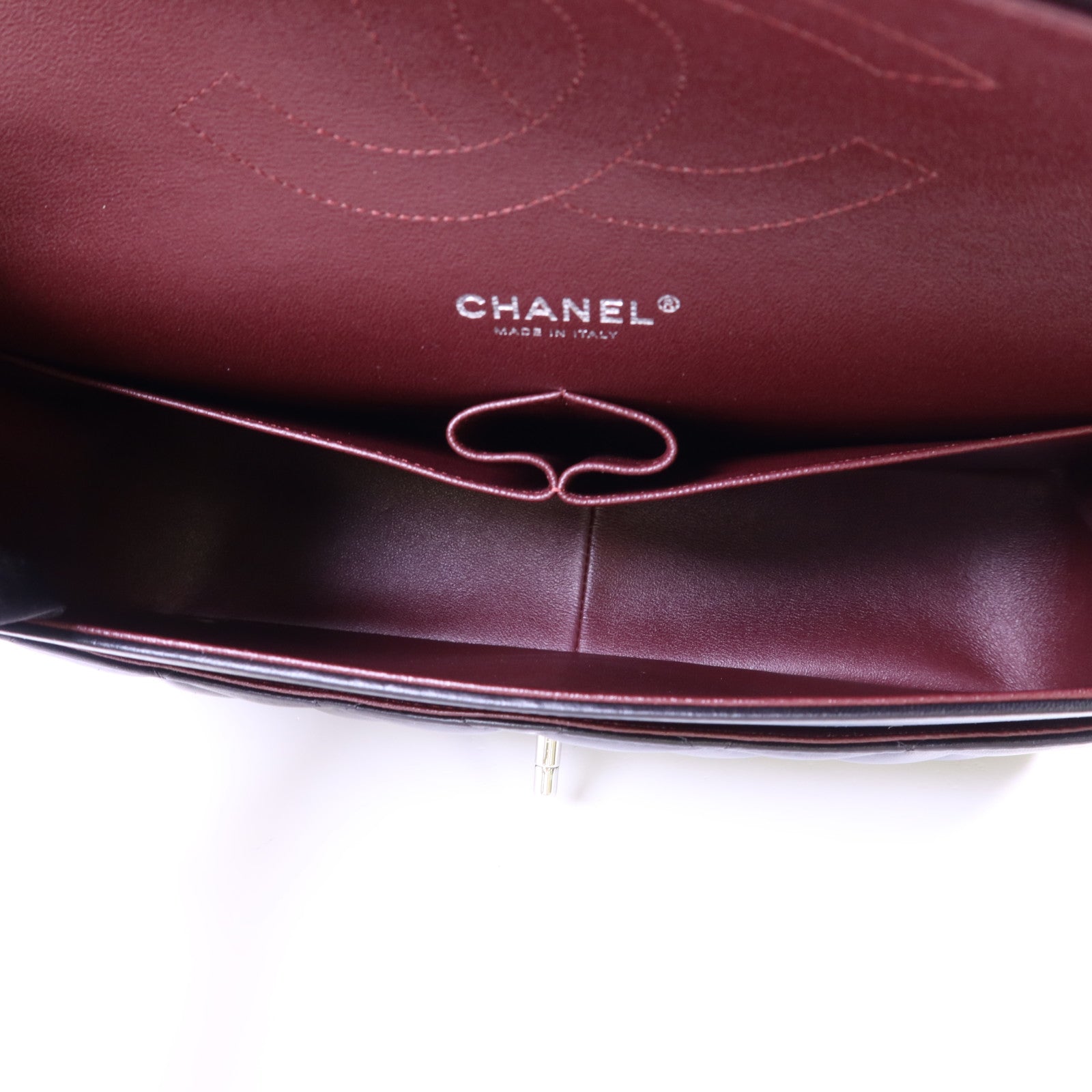 CHANEL 羊皮皮革Large Classic 銀扣鏈帶肩背袋