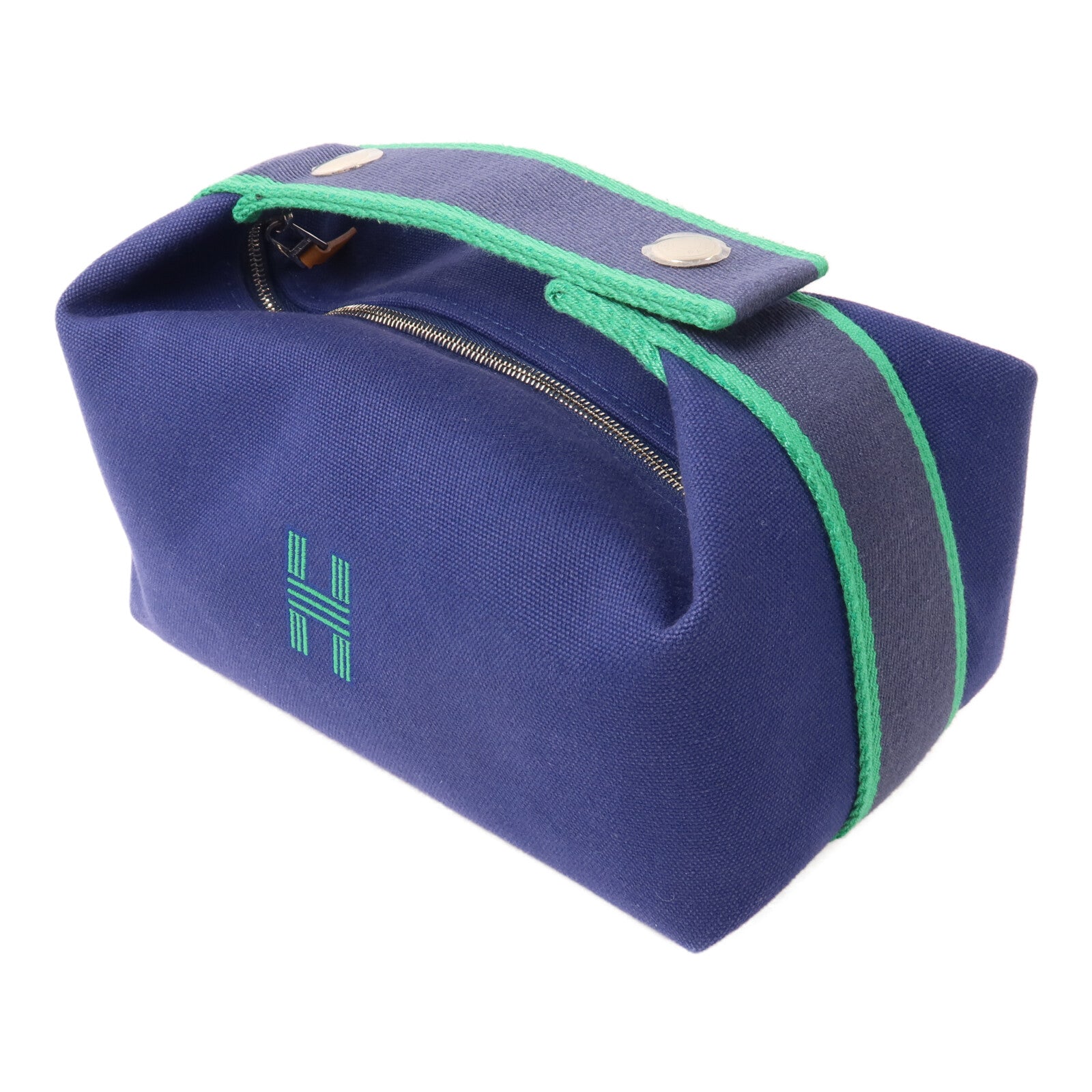 HERMES 帆布Bride A Brac PM手挽袋Bleu Marine