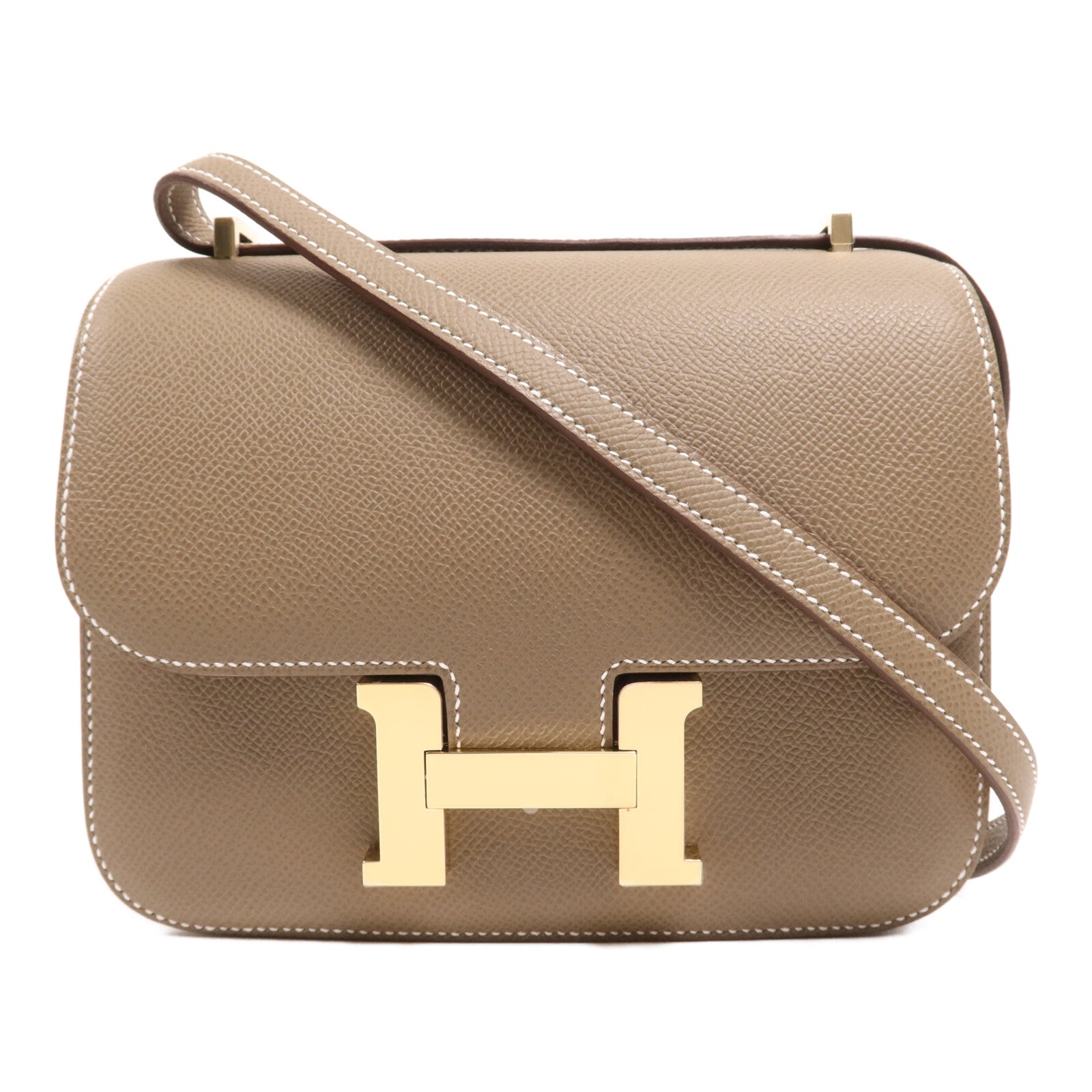 HERMES Epsom皮革Constance Mini金扣肩背袋Etoupe