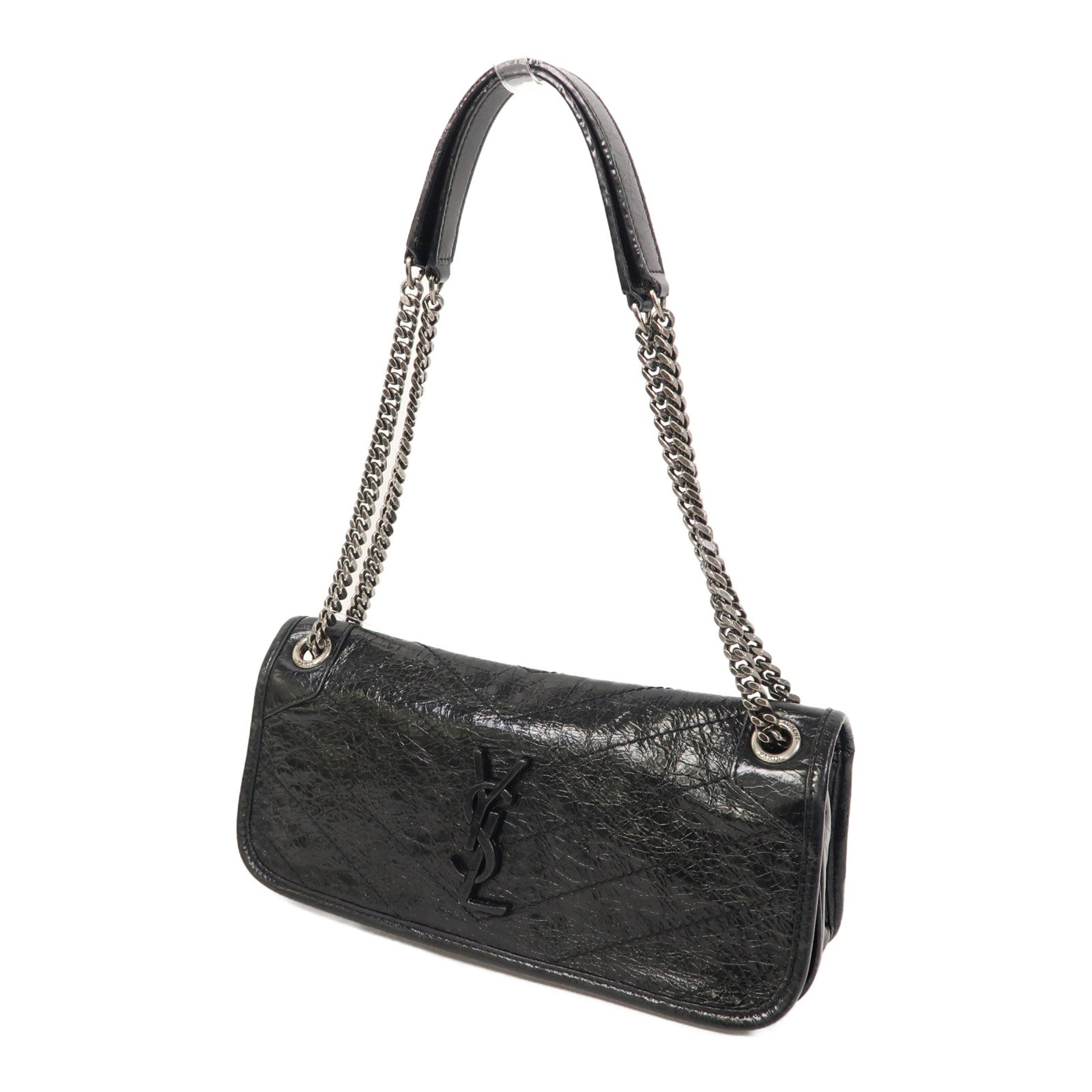 SAINT LAURENT 牛皮皮革Niki Bag銀扣鏈帶肩背袋黑色