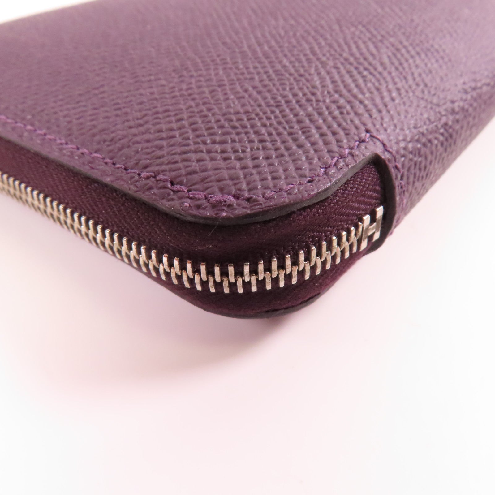 HERMES Epsom皮革Silk In Long Wallet銀扣長錢包55 Rouge H