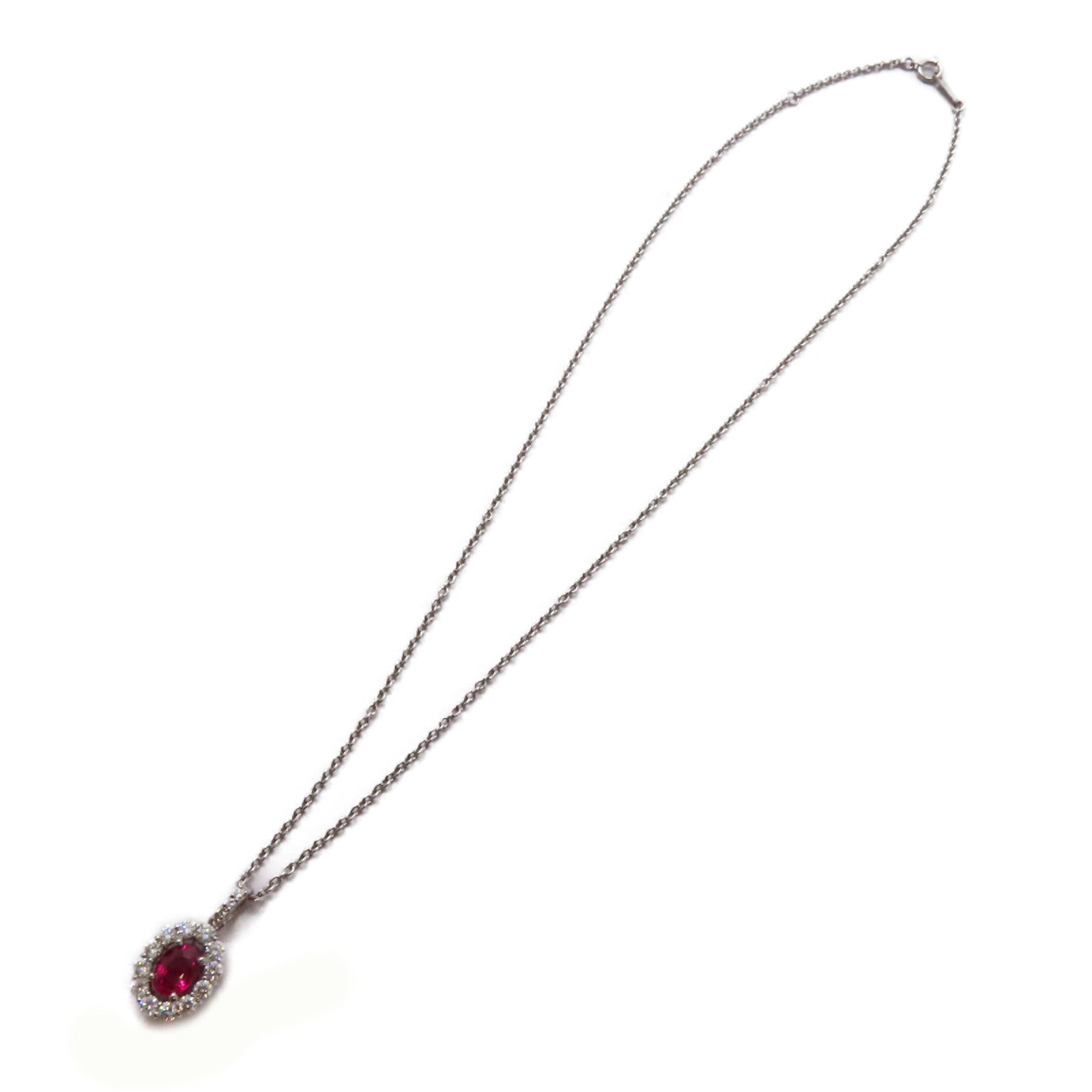 JEWELRY PT900鉑金Ruby/Diamond Necklace 1.10ct紅寶石/0.65ct鑽石項鍊紅色