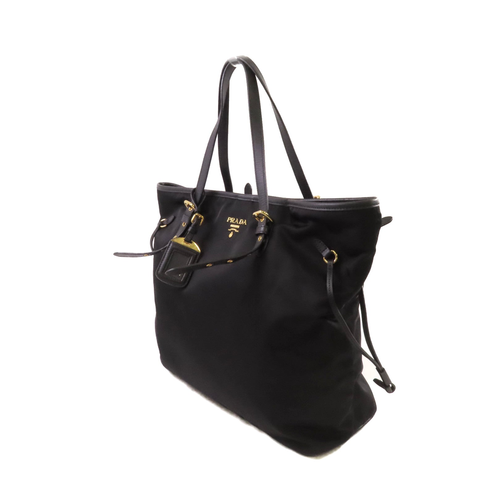 PRADA 尼龍Tote Bag金扣肩背袋黑色
