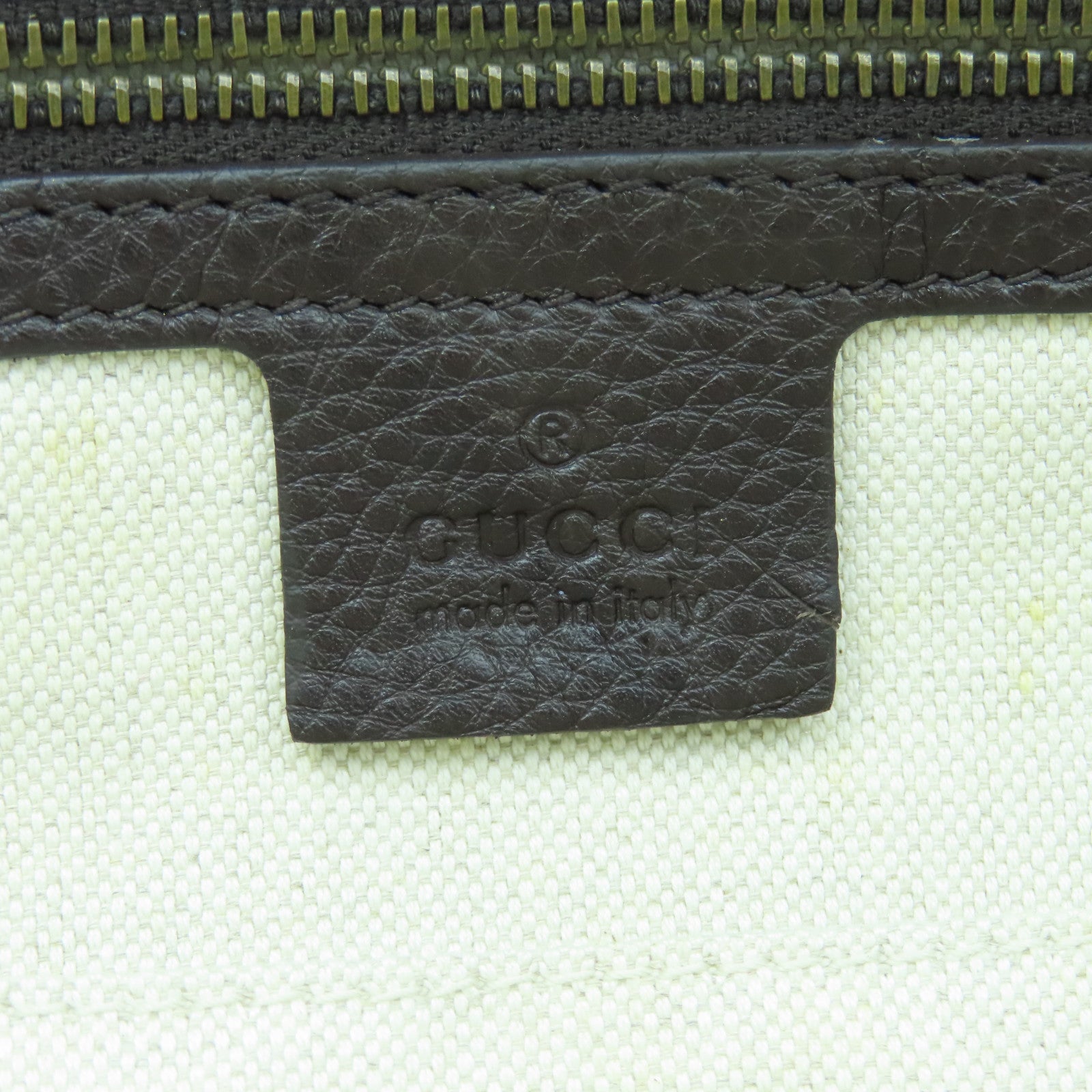GUCCI 牛皮皮革/帆布Hand Bag金扣手挽袋啡色/米色
