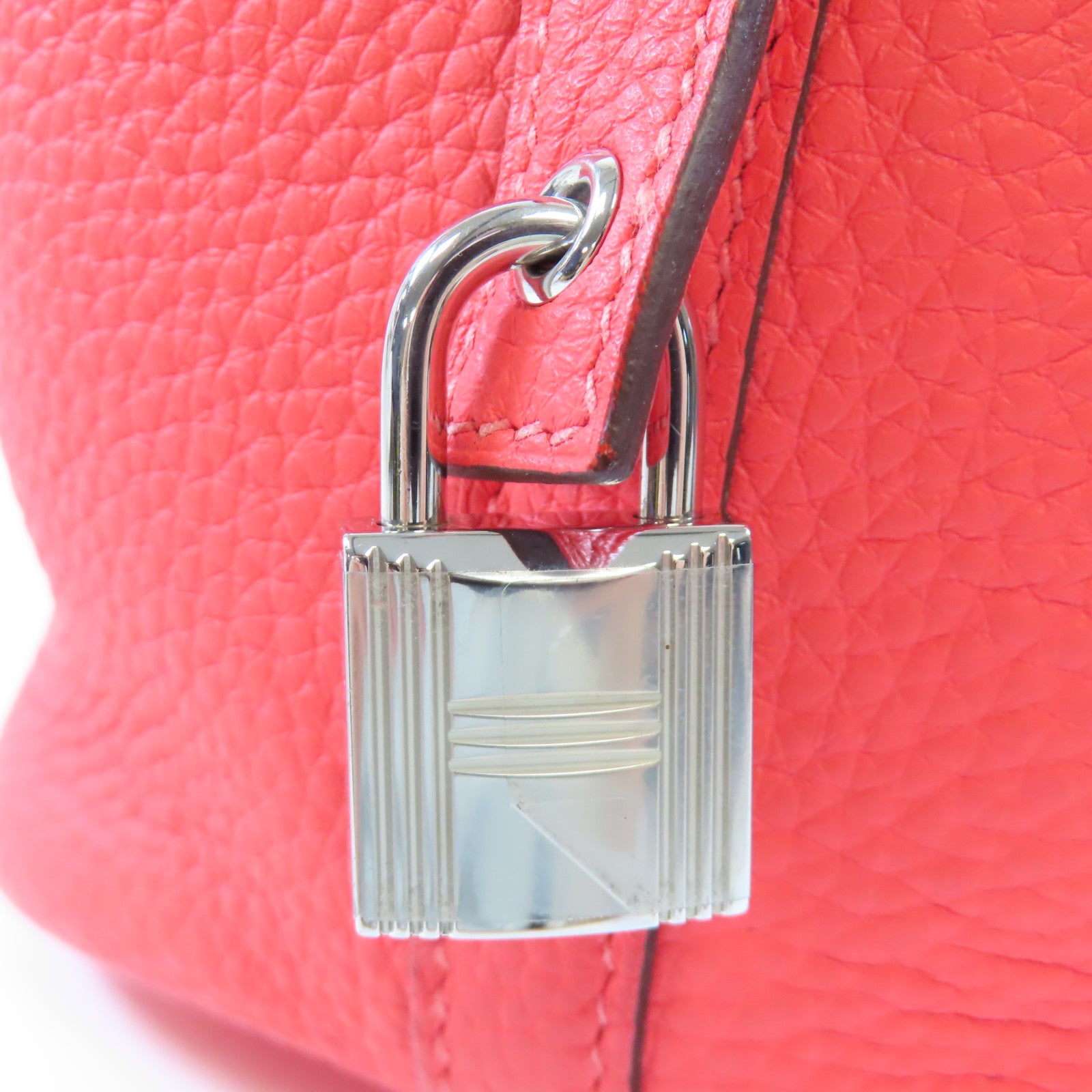 HERMES Clemence皮革Picotin PM銀扣手挽袋Rose Texas紅色
