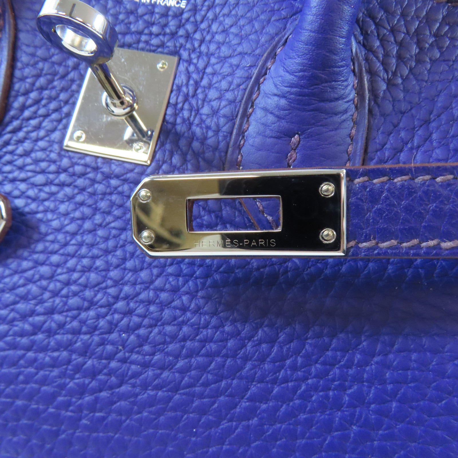 HERMES Togo皮革Birkin 25銀扣手挽袋Iris紫色