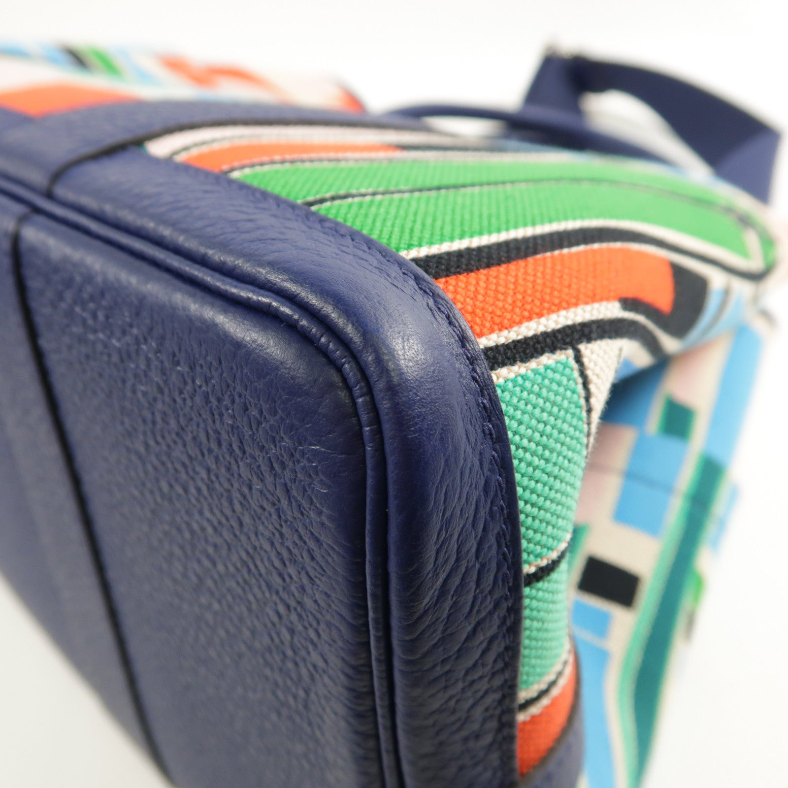 HERMES Toile H Garden Party PM Pocket銀扣手挽肩背兩用袋Bleu Saphir