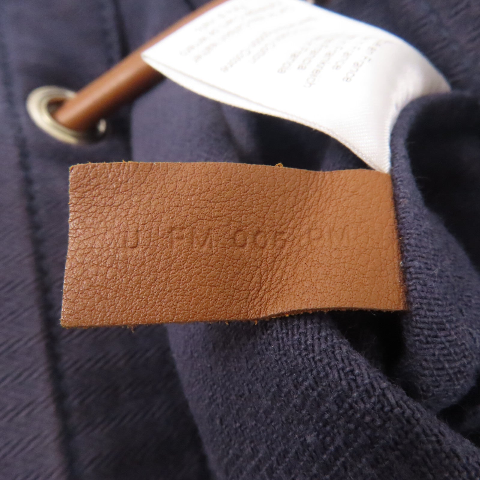 HERMES 棉質/牛皮皮革Aline銀扣肩背袋深藍色