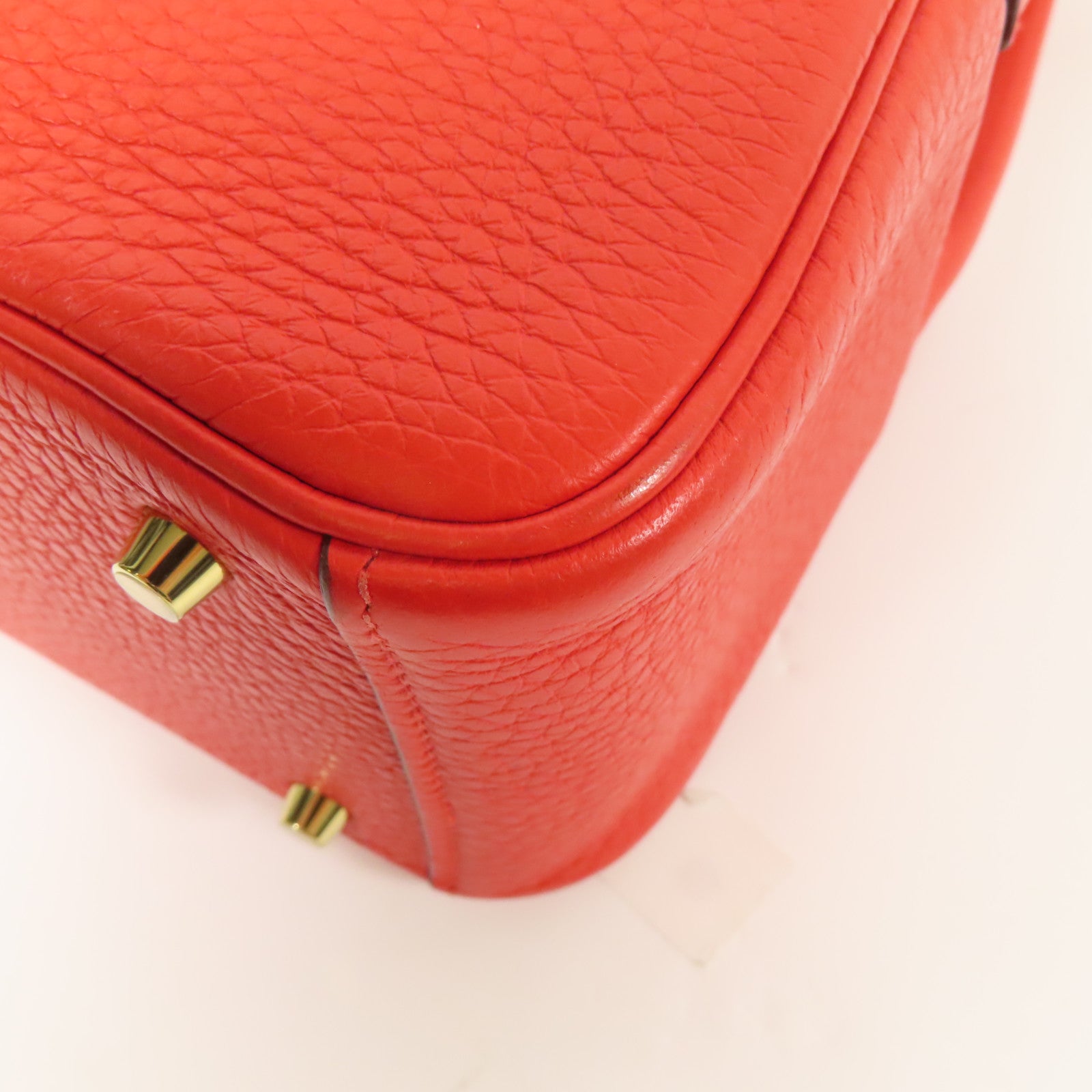 HERMES Clemence皮革Mini Lindy金扣手挽肩背兩用袋Rouge De Coeur