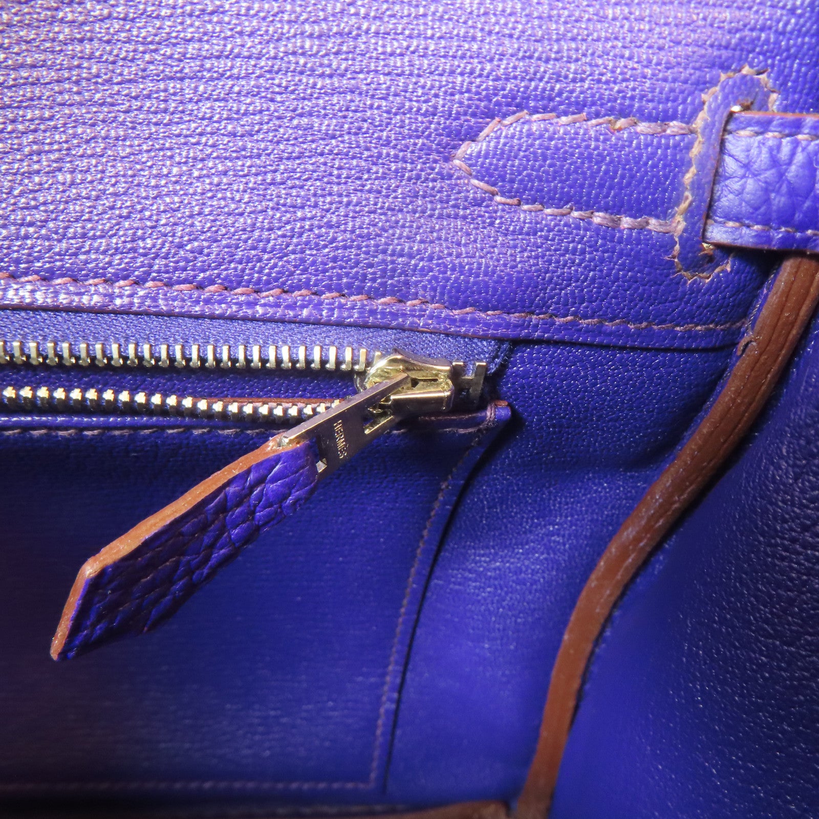 HERMES Togo皮革Birkin 25銀扣手挽袋Iris紫色