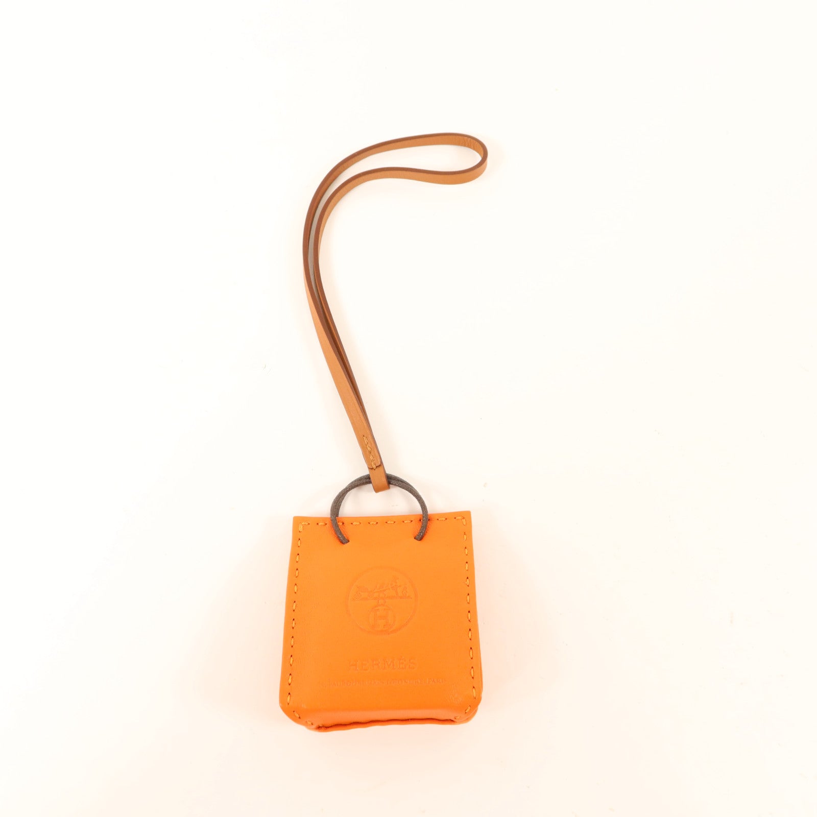 HERMES Milo皮革/Swift皮革Sac Orange Bag Charm掛飾Orange