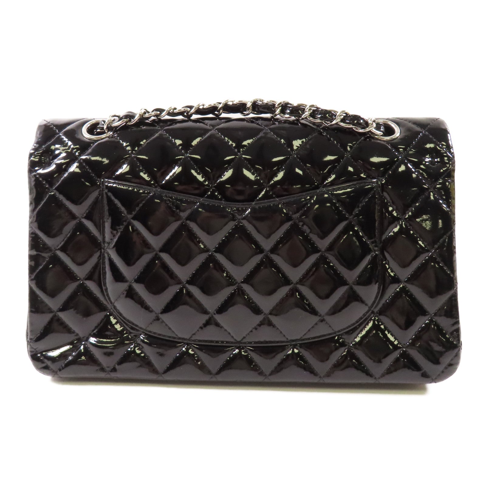 CHANEL 漆皮皮革Classic 25銀扣鏈帶肩背袋