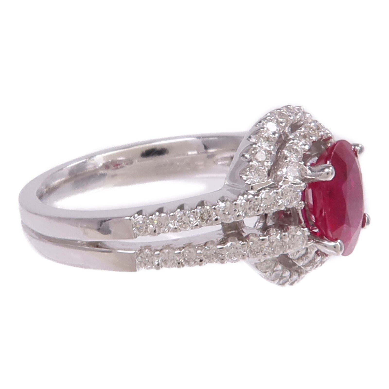 JEWELRY 18K白金Ruby Diamond紅寶石/鑽石戒指US#6.25
