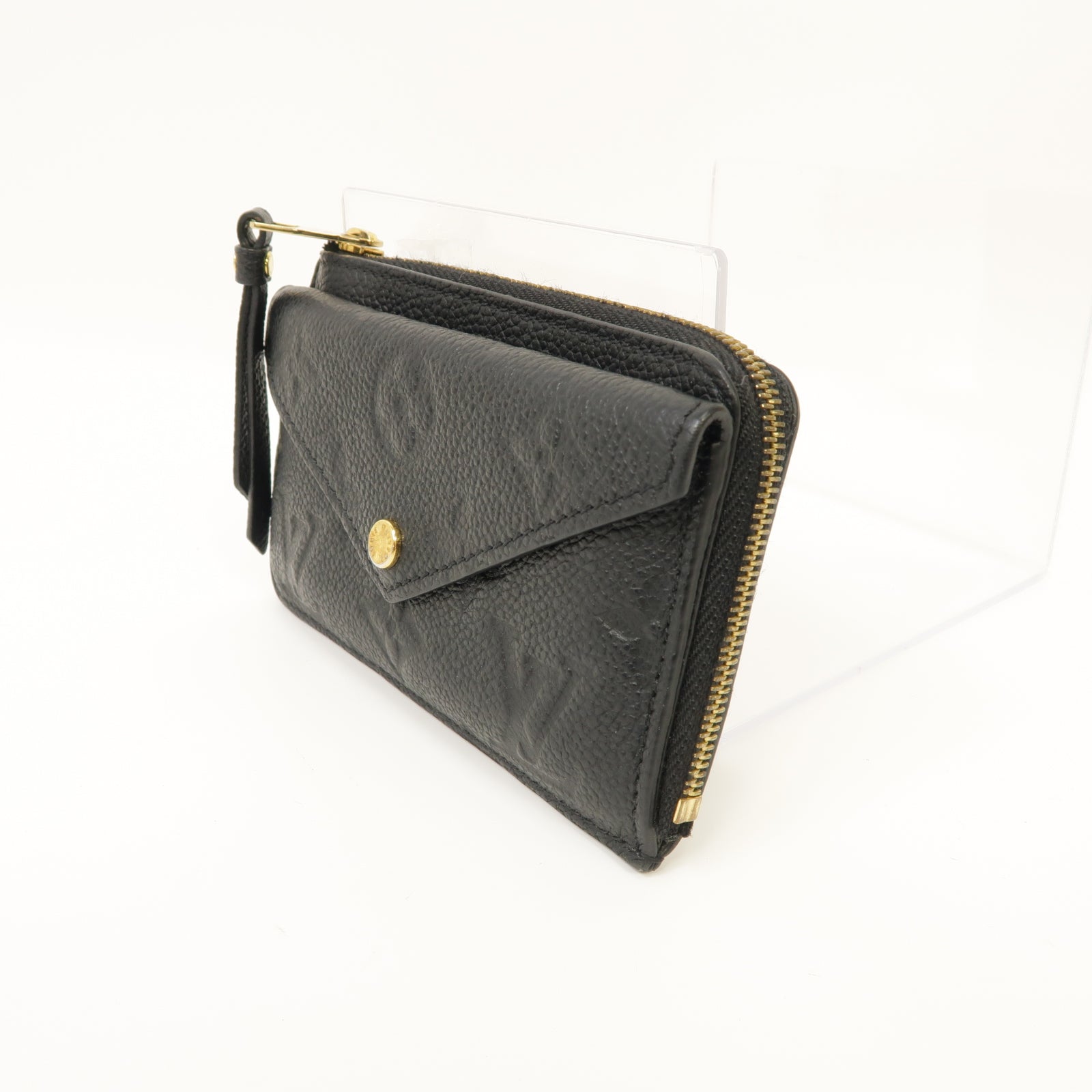LOUIS VUITTON Monogram Empreinte Recto Verso金扣卡片套黑色