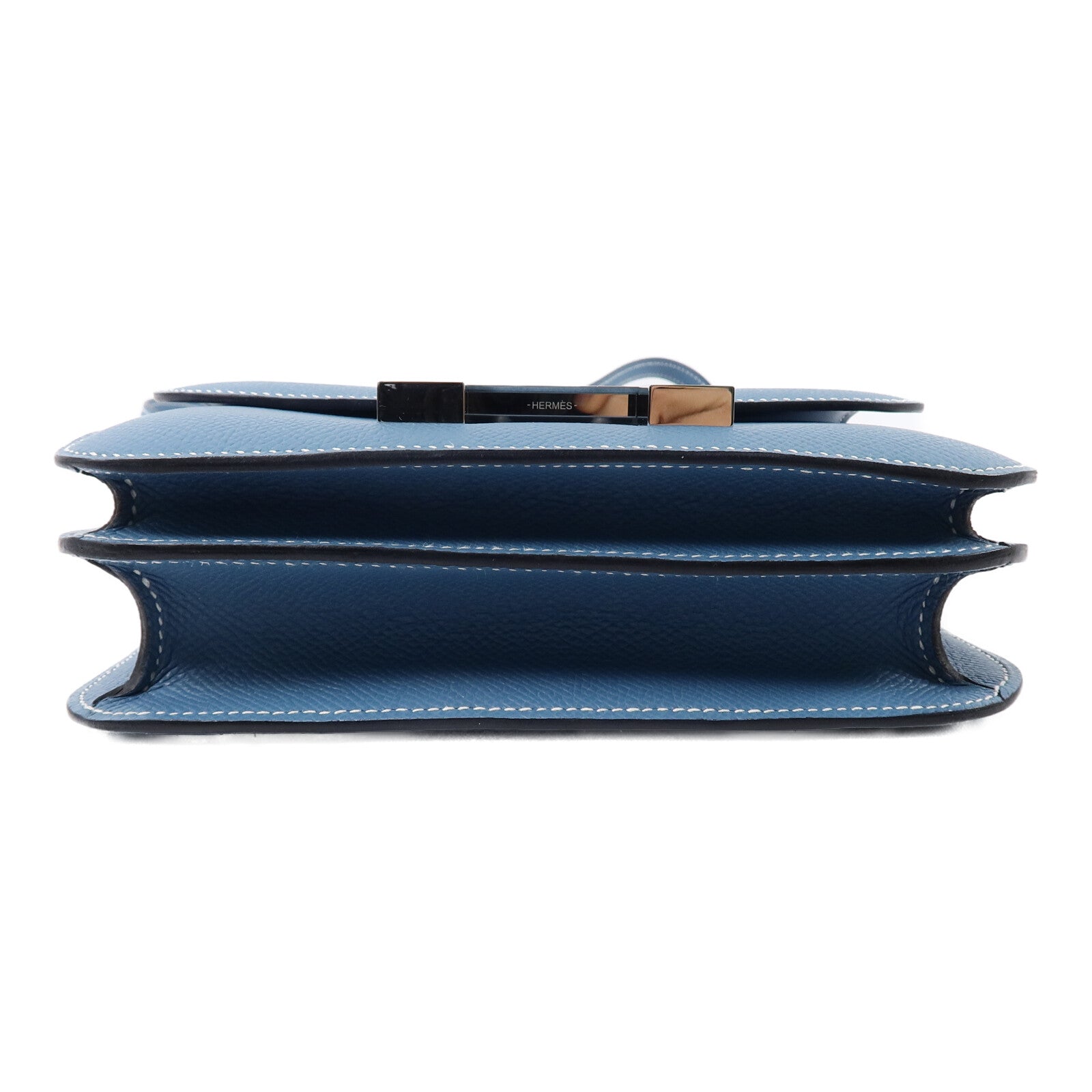 HERMES Epsom皮革Constance Mini肩背袋New Bleu Jean
