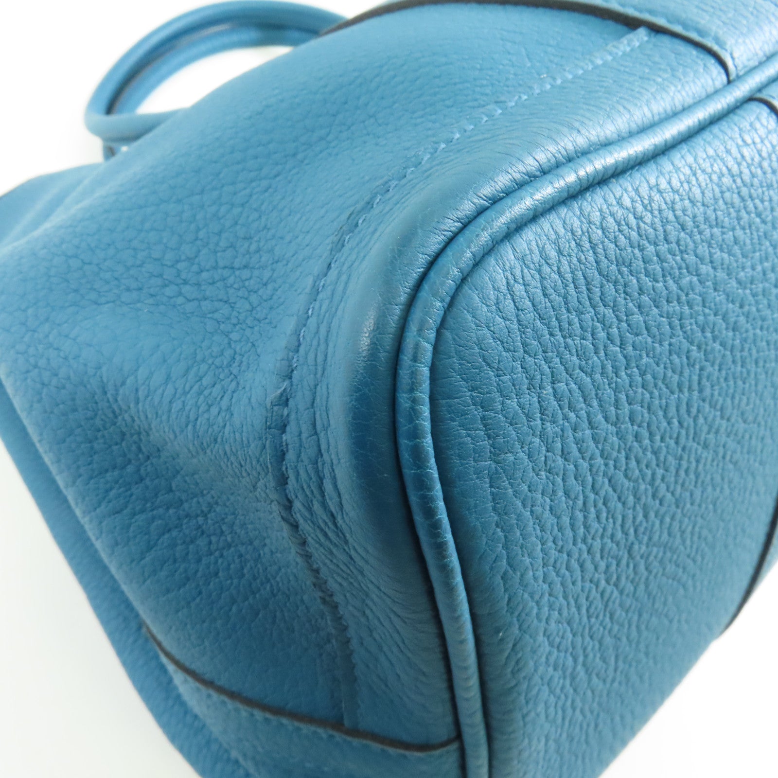 HERMES Negonda皮革Garden Party PM銀扣手挽袋Cobalt藍色