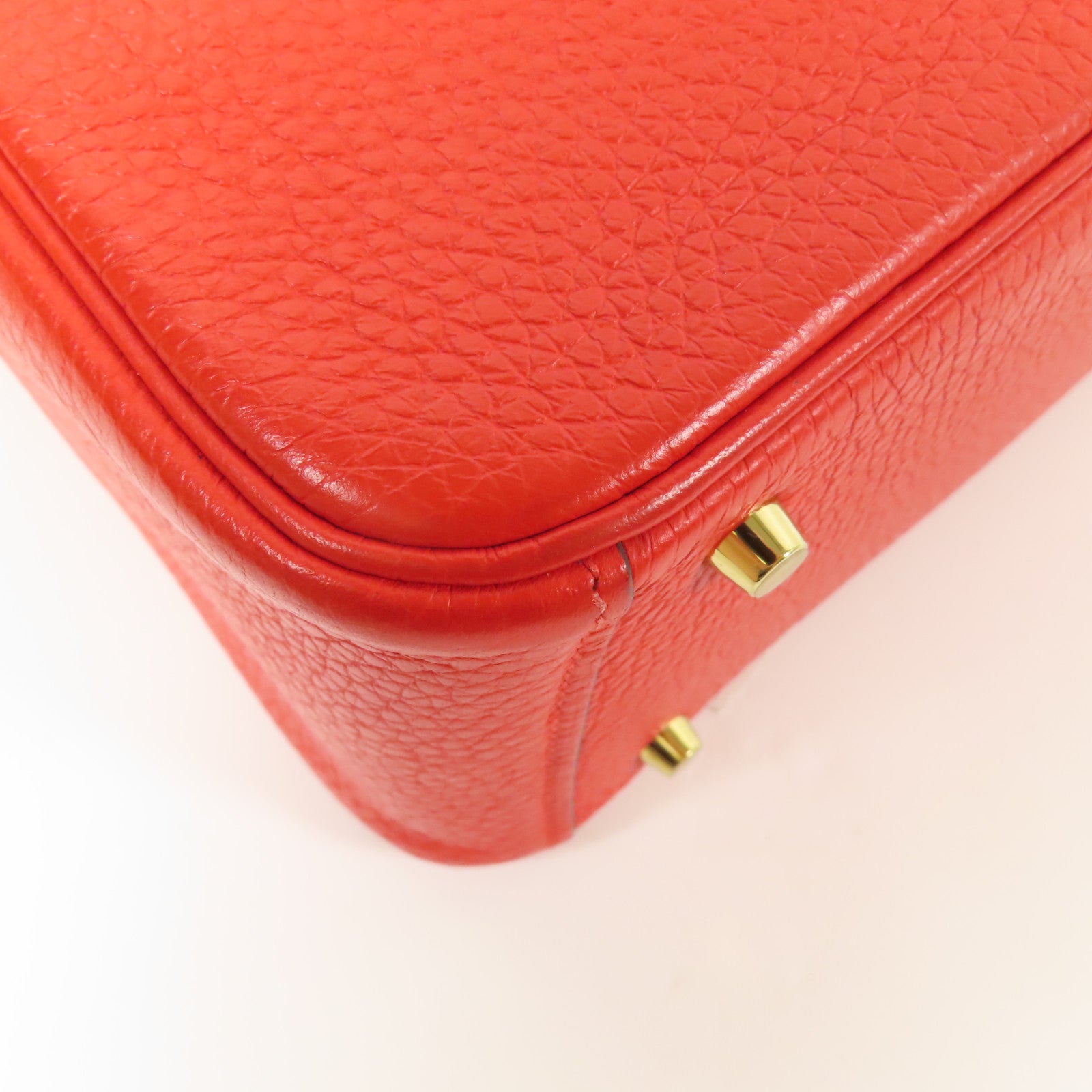 HERMES Clemence皮革Mini Lindy金扣手挽肩背兩用袋Rouge De Coeur