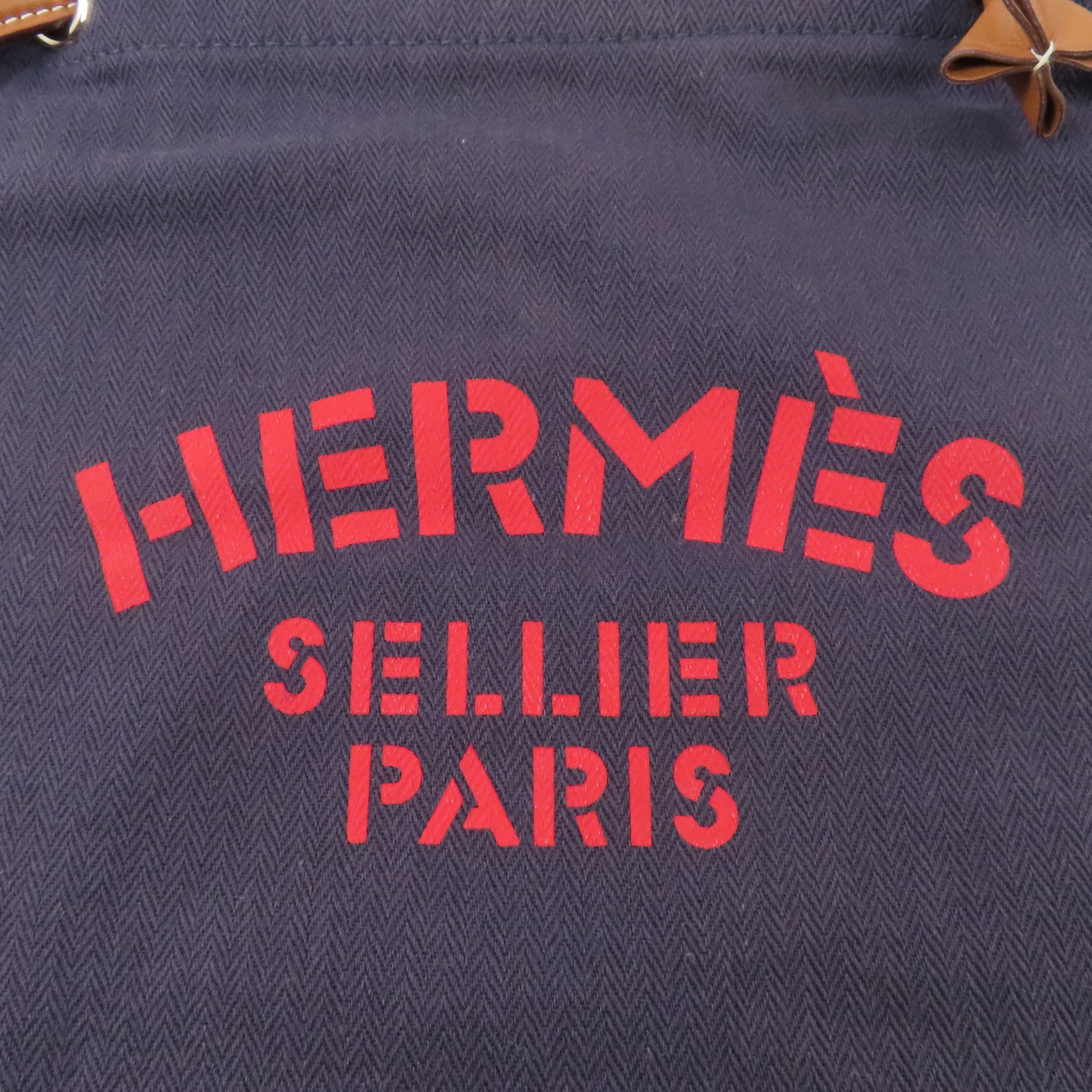 HERMES 棉質/牛皮皮革Aline銀扣肩背袋深藍色