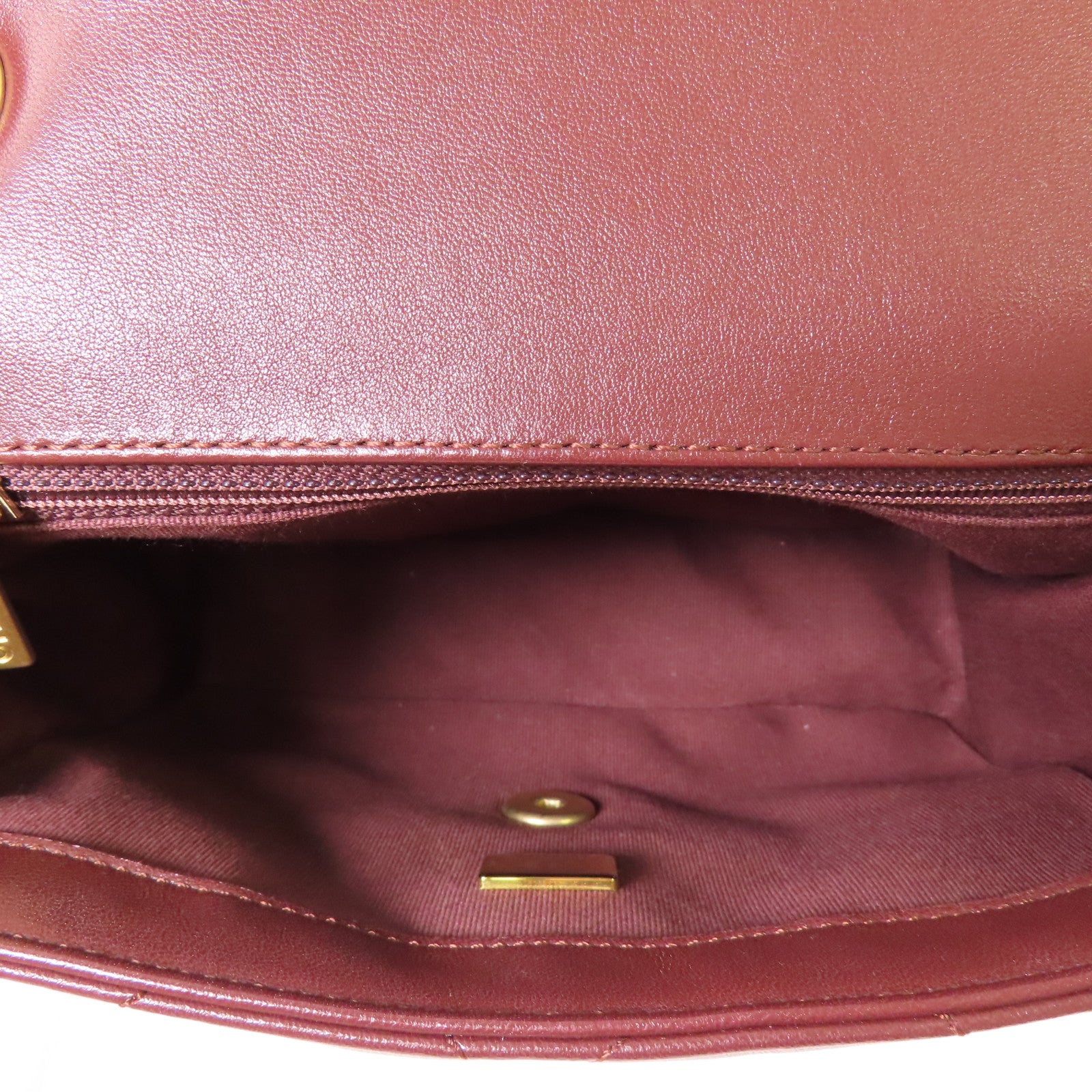 CHANEL CC GHW Chain Shoulder Bag Lambskin Leather Brown