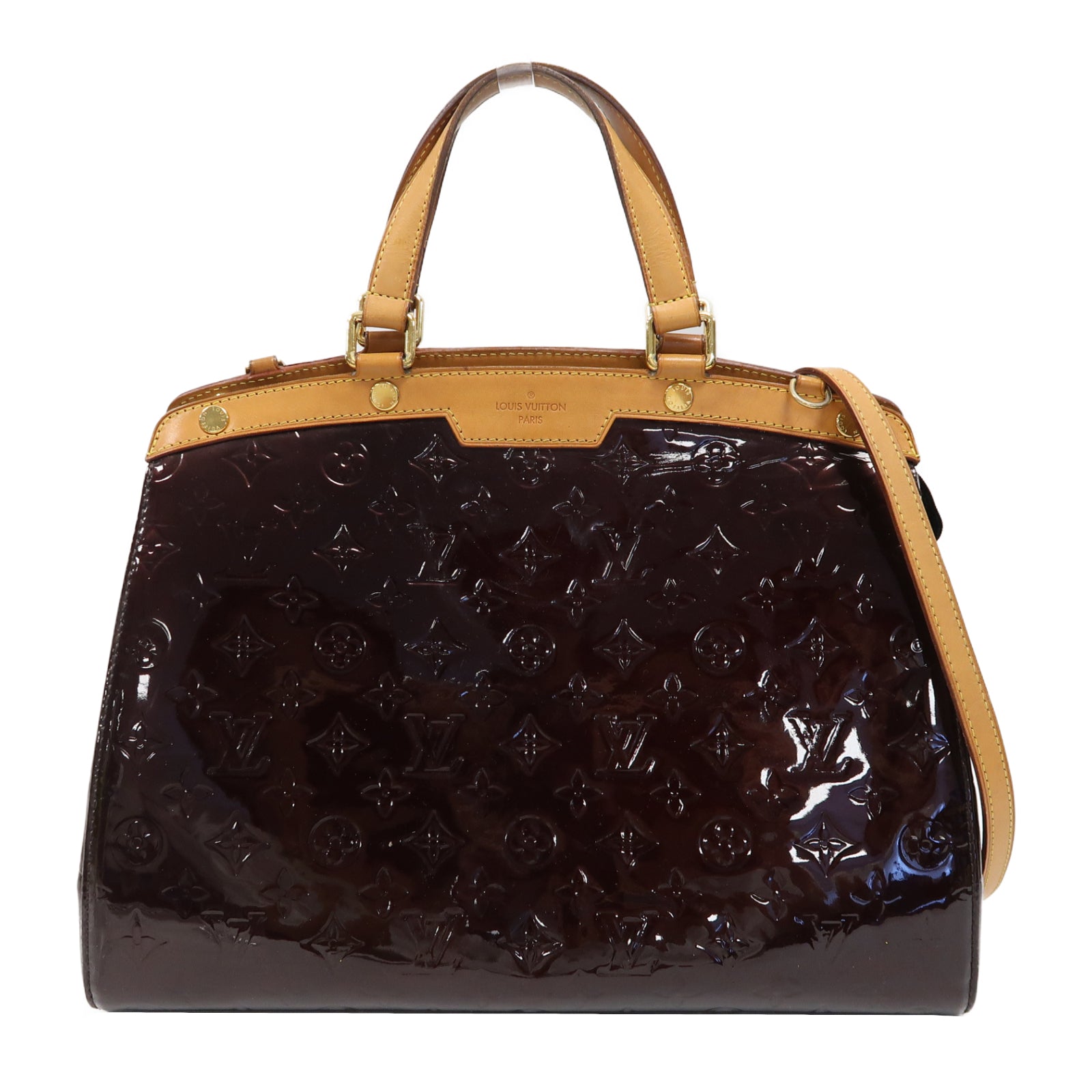 LOUIS VUITTON 【激減優惠】Monogram Vernis Brea GM金扣手挽肩背兩用袋酒紅色