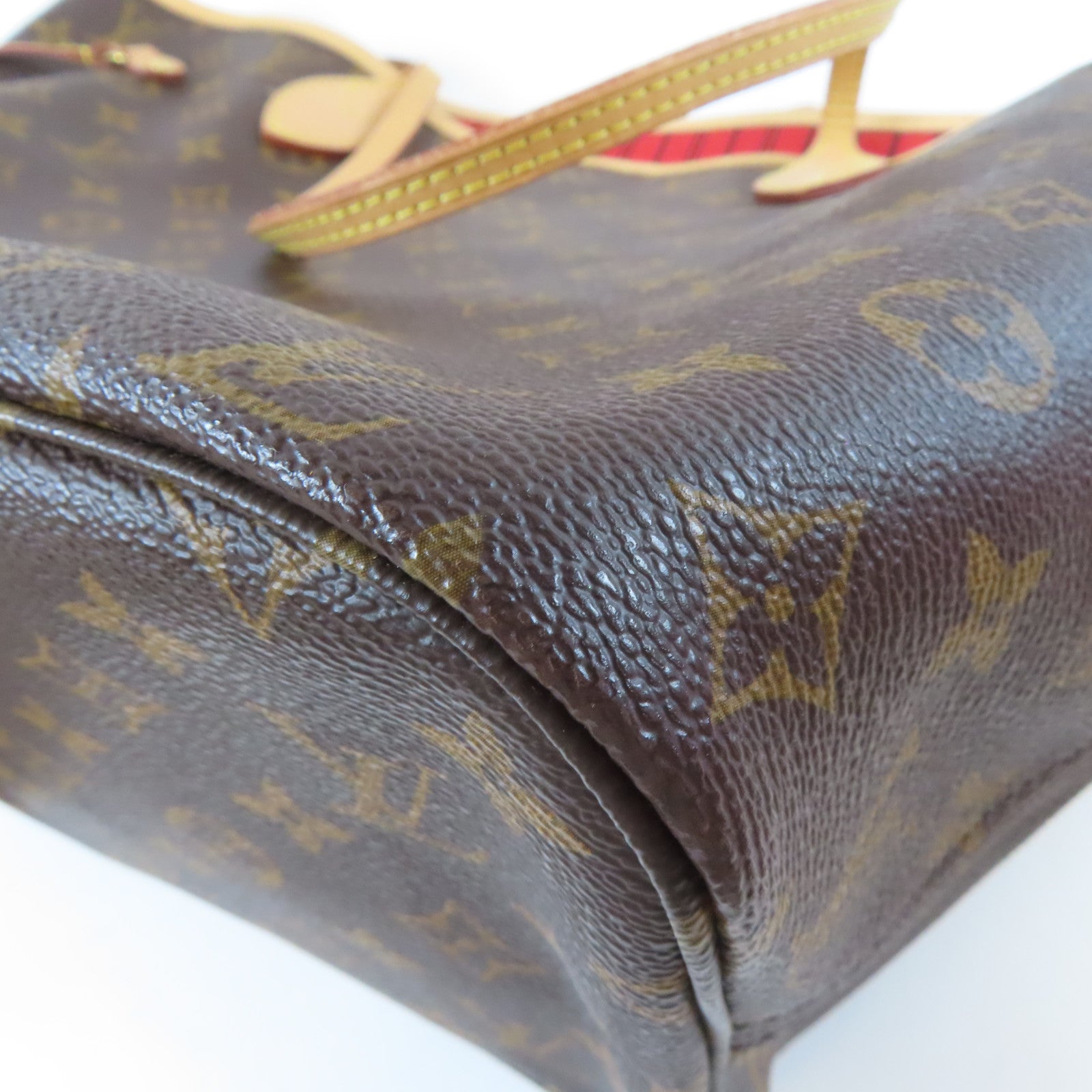LOUIS VUITTON Monogram Neverfull MM金扣手挽袋啡色