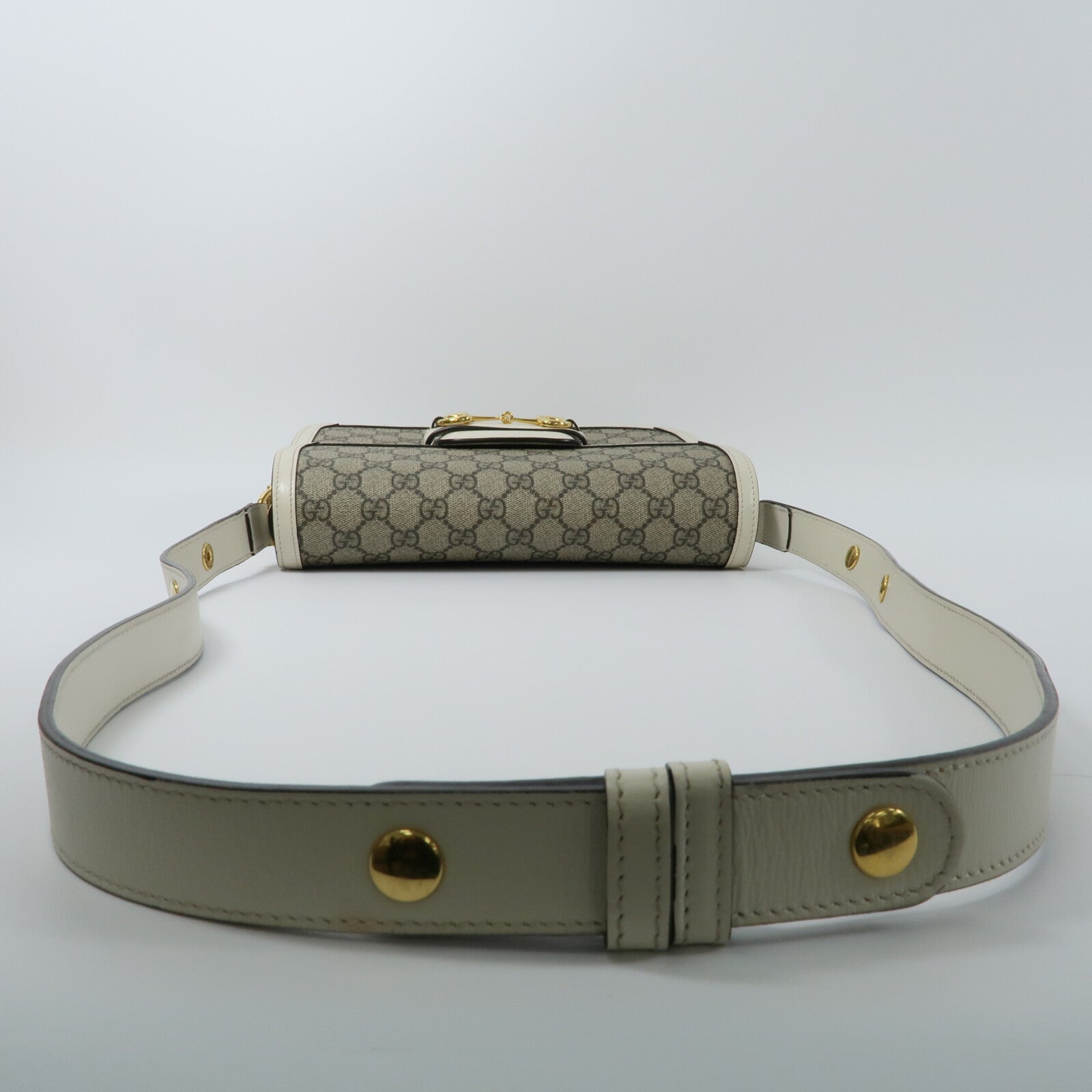 GUCCI 塗層帆布Horsebit 1955 Medium Shoulder Bag肩背袋