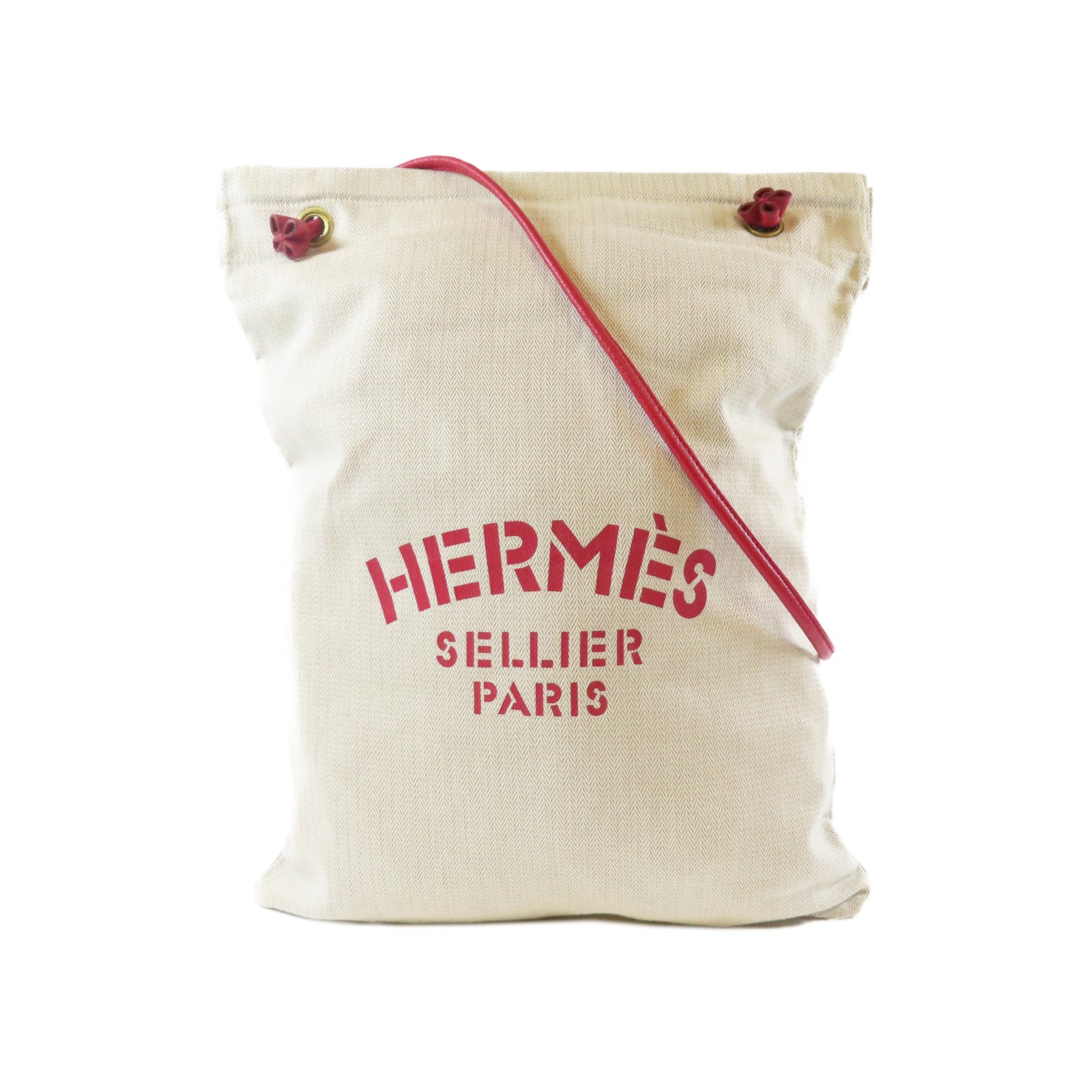 HERMES 【激減優惠】帆布Aline金扣肩背袋米色