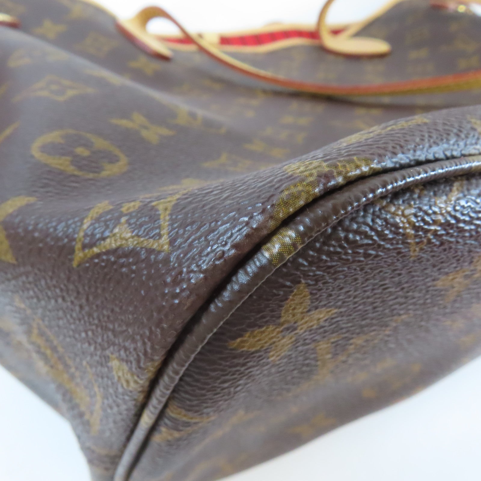 LOUIS VUITTON Monogram Neverfull MM金扣手挽袋啡色