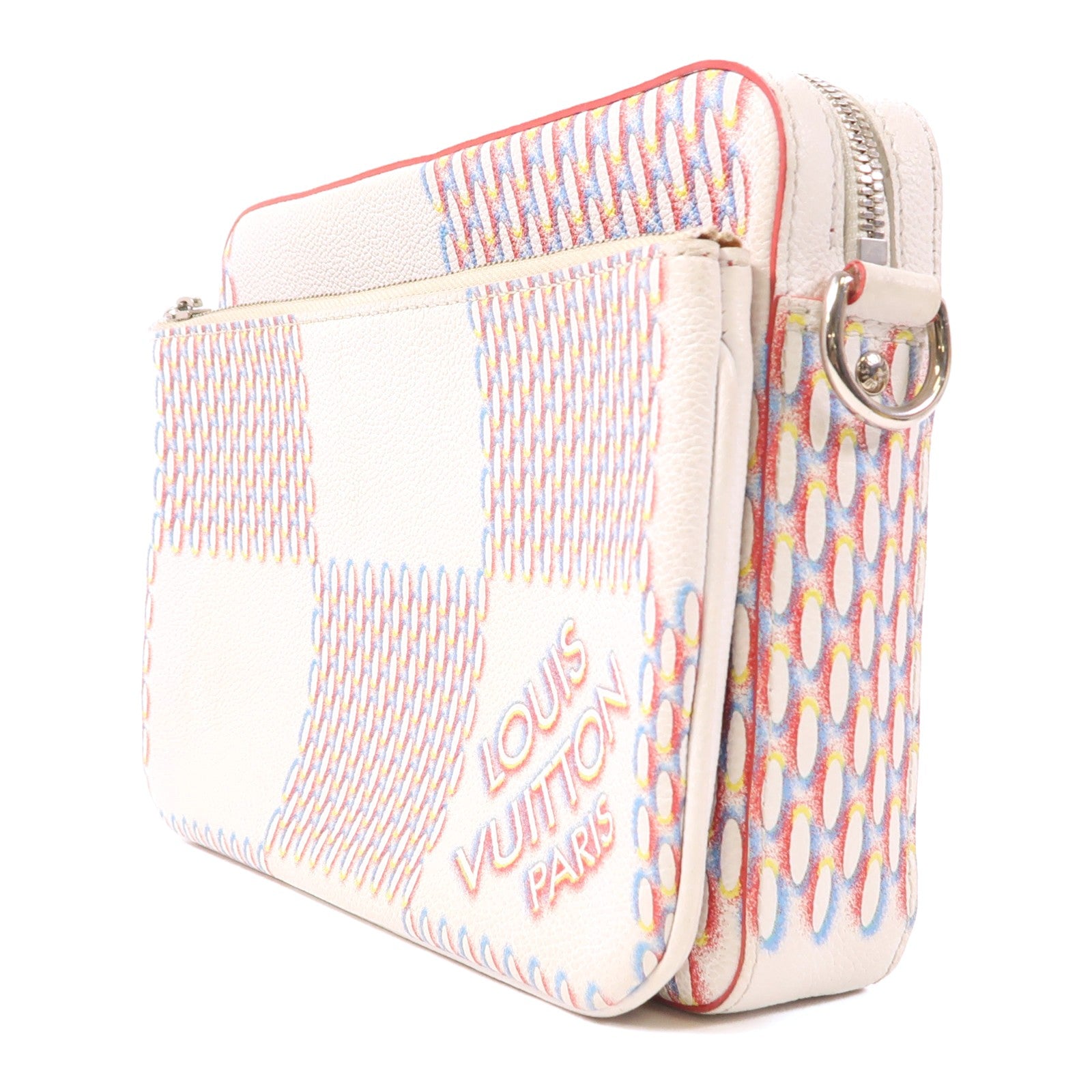 LOUIS VUITTON Damier Giant Spray Trio Messenger銀扣肩背袋