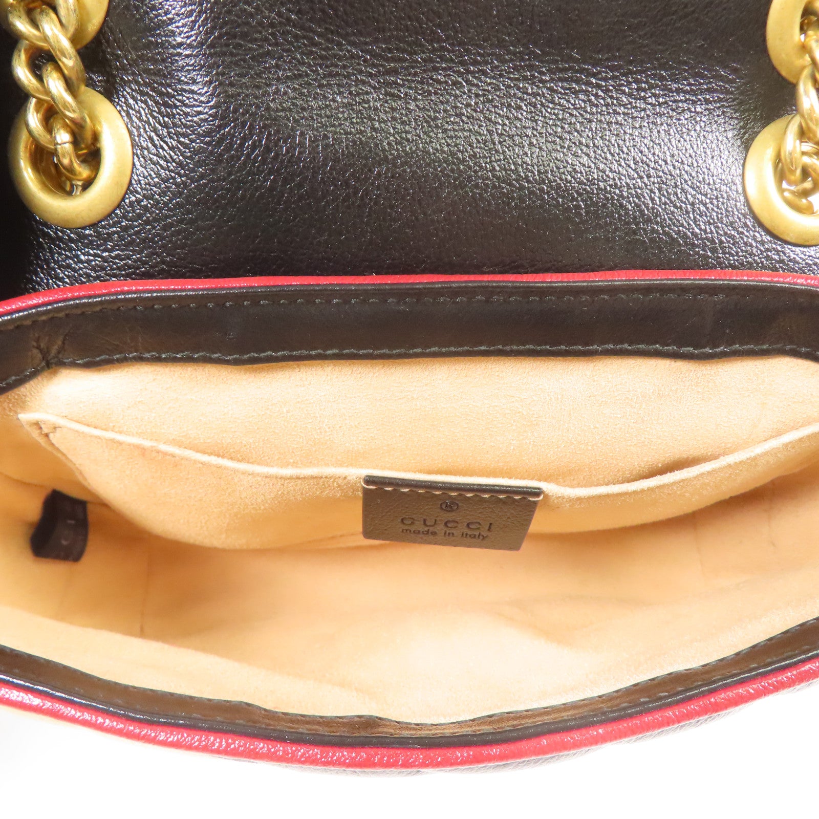 GUCCI GG GHW GG Marmont Shoulder Bag 446744 Calfskin Leather Beige/Black