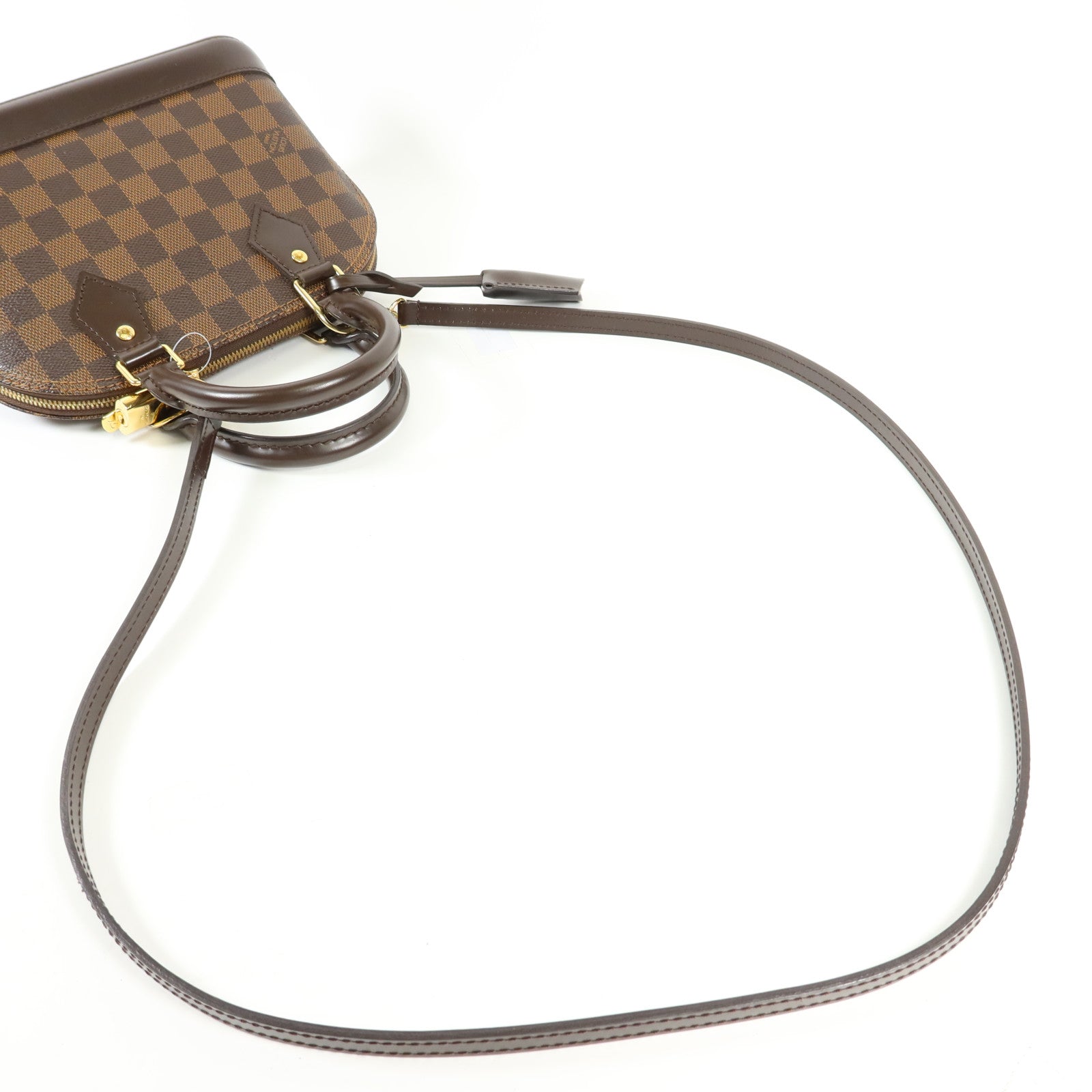 LOUIS VUITTON Damier Alma BB金扣手挽肩背兩用袋棕色