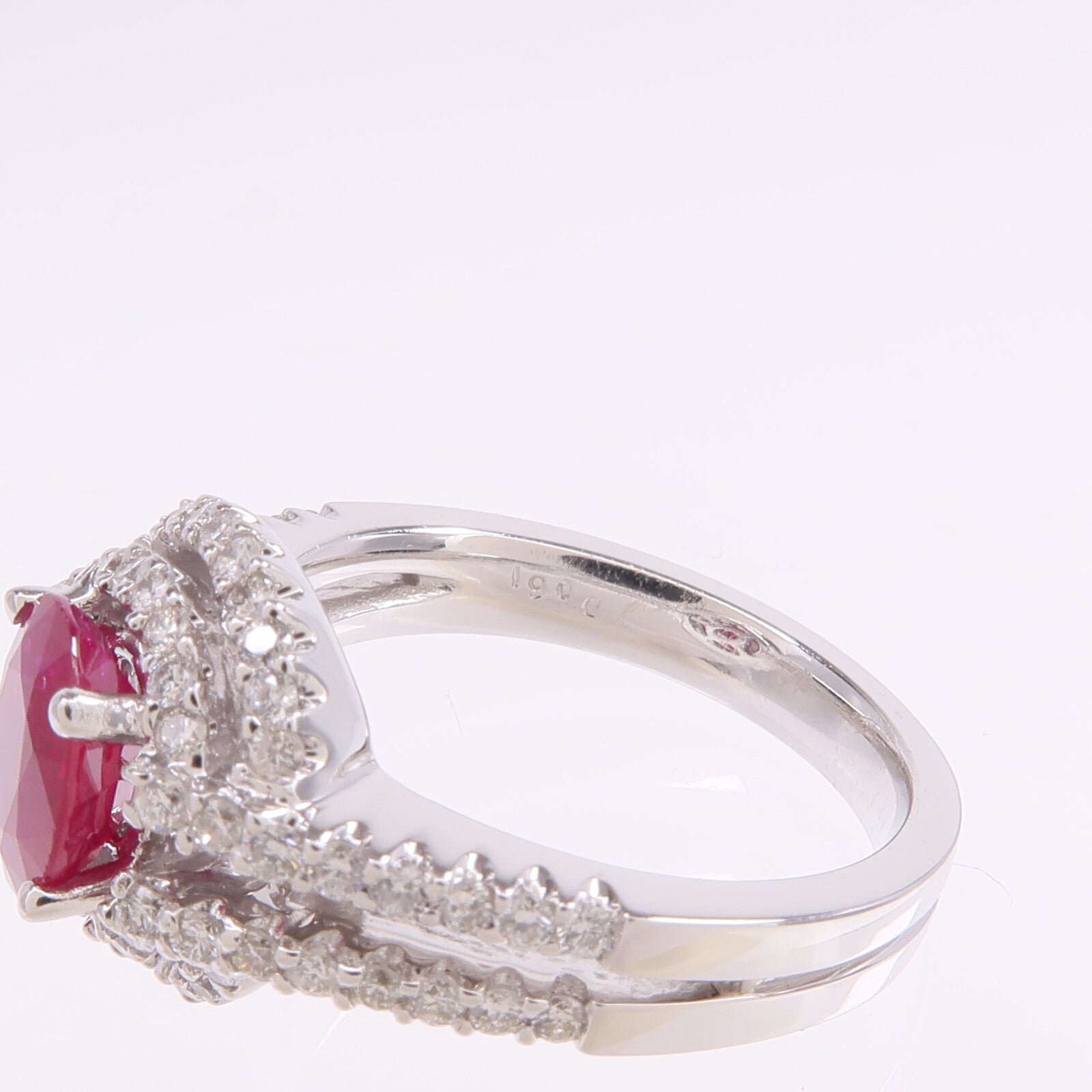JEWELRY 18K白金Ruby Diamond紅寶石/鑽石戒指US#6.25