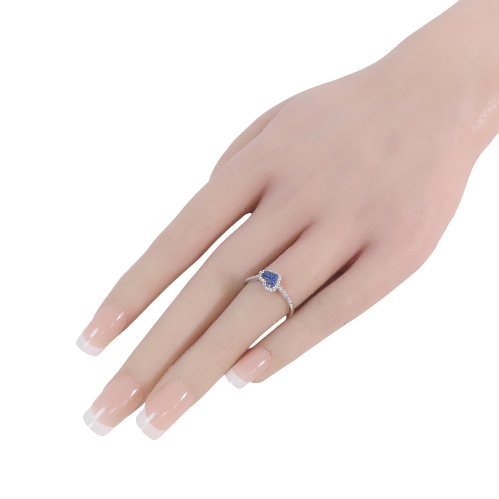 JEWELRY 18K白金Sapphire Diamond Ring藍寶石/鑽石戒指US#9