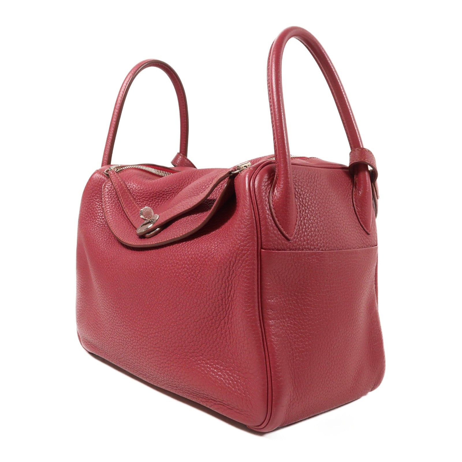 HERMES Clemence皮革Lindy 30銀扣手挽肩背兩用袋Rubis
