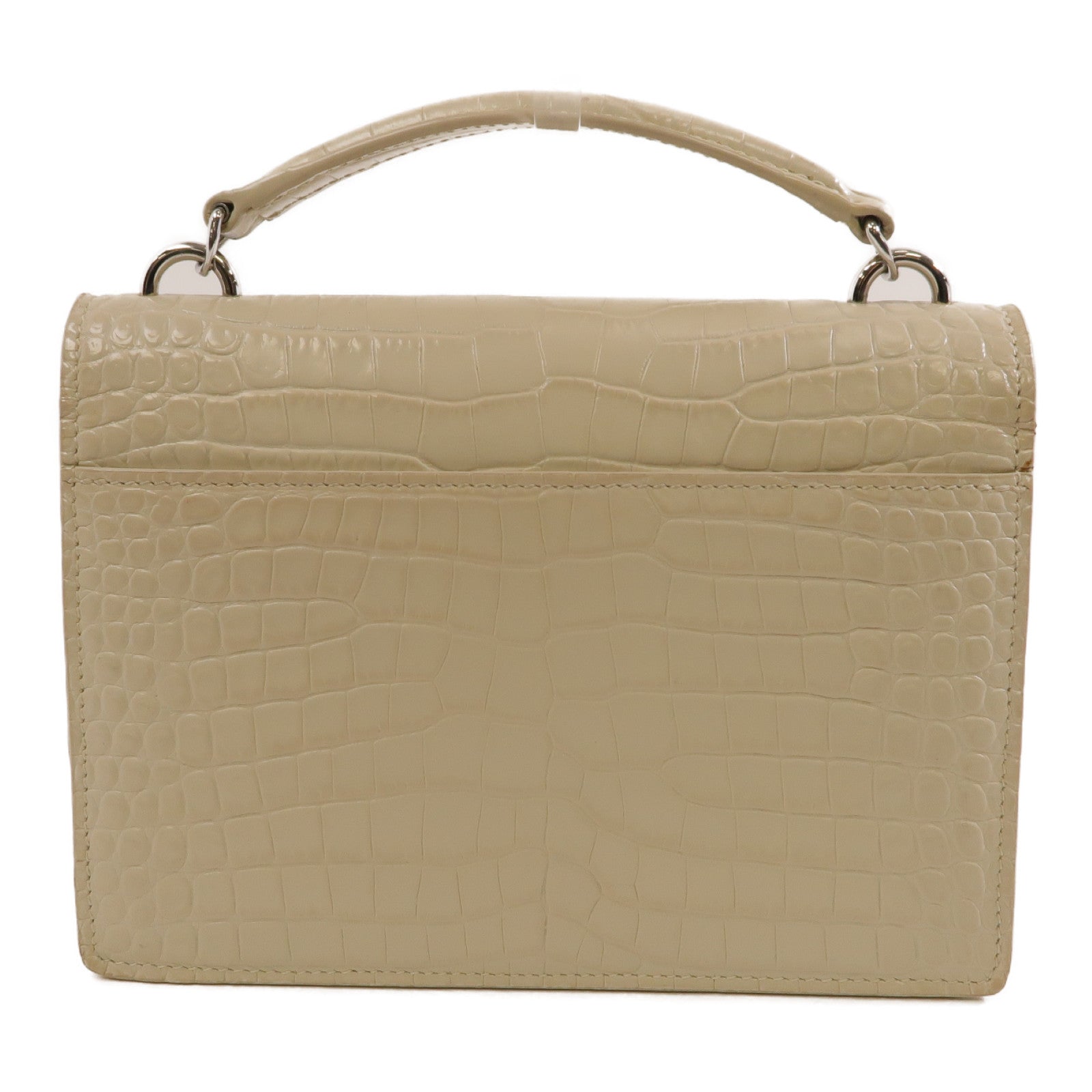 SAINT LAURENT 皮革2 Way Shoulder銀扣手挽肩背兩用袋白色