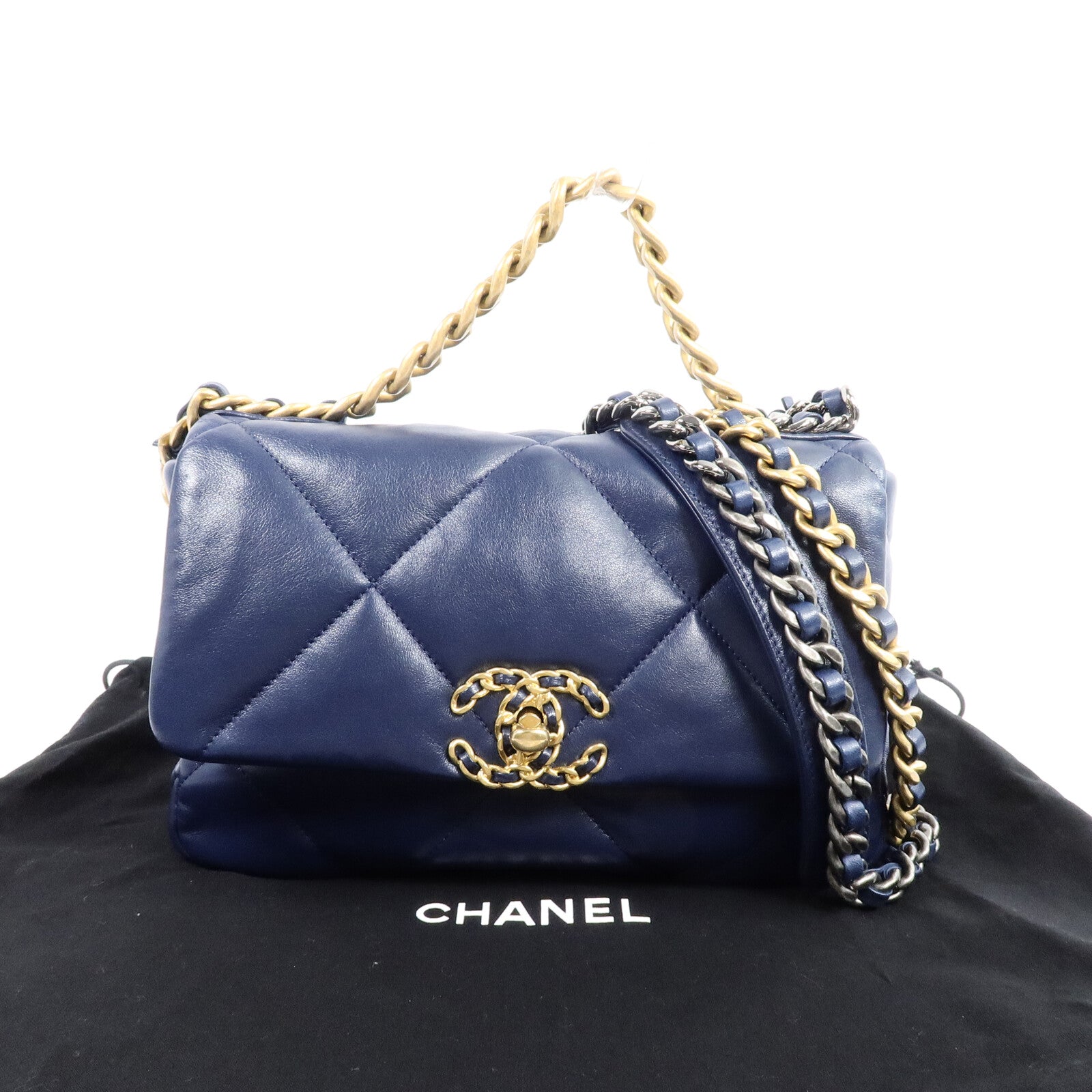 CHANEL 羊皮皮革Chanel 19 Small鏈帶手挽肩背兩用袋