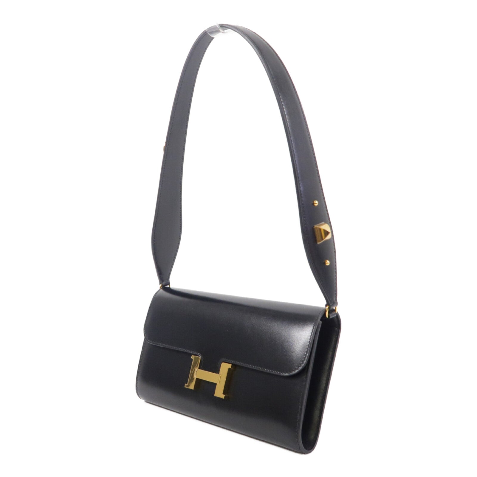HERMES Box Calf皮革Constance To Go Rock肩背袋Noir