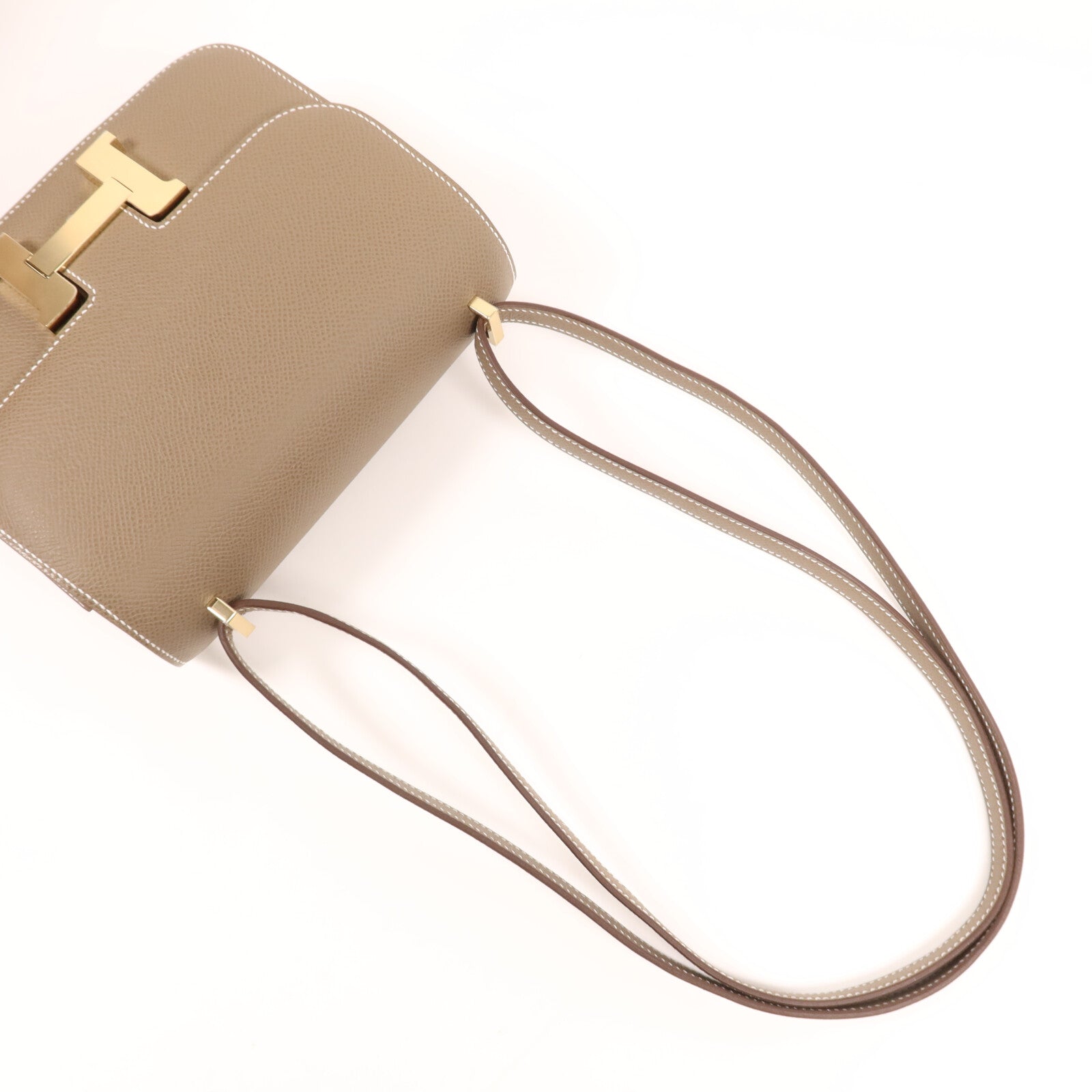 HERMES Epsom皮革Constance Mini金扣肩背袋Etoupe