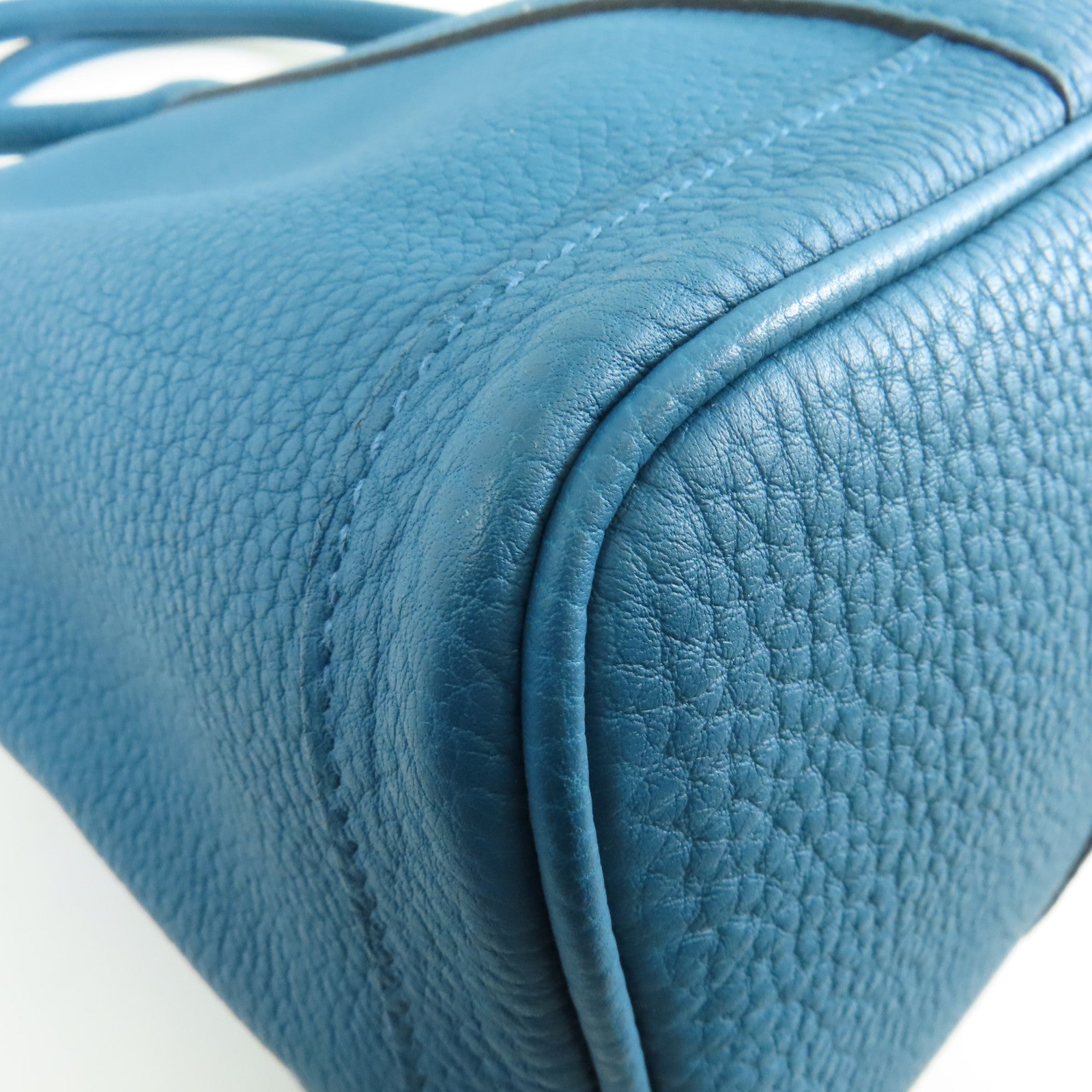 HERMES Negonda皮革Garden Party PM銀扣手挽袋Cobalt藍色