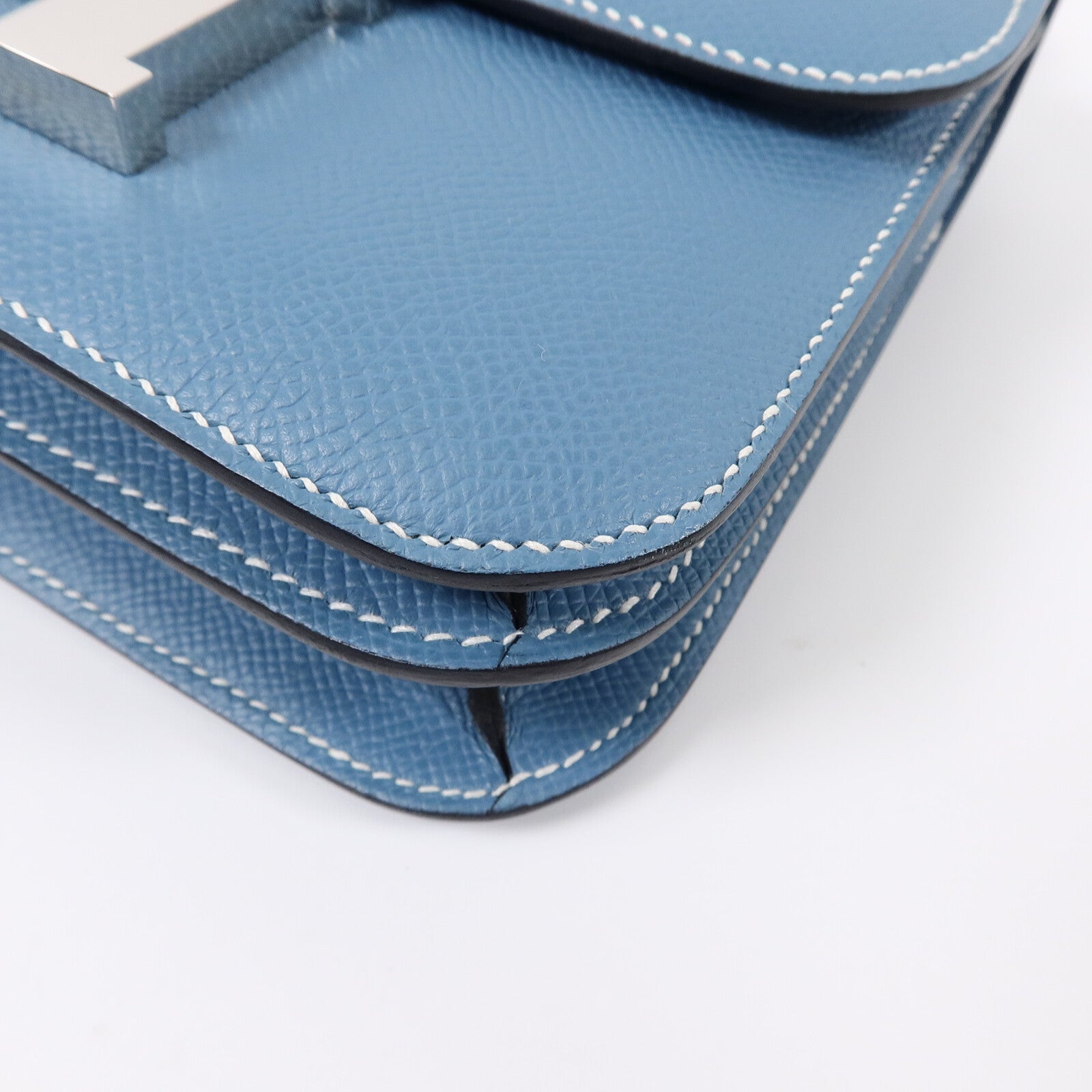HERMES Epsom皮革Constance Mini肩背袋New Bleu Jean