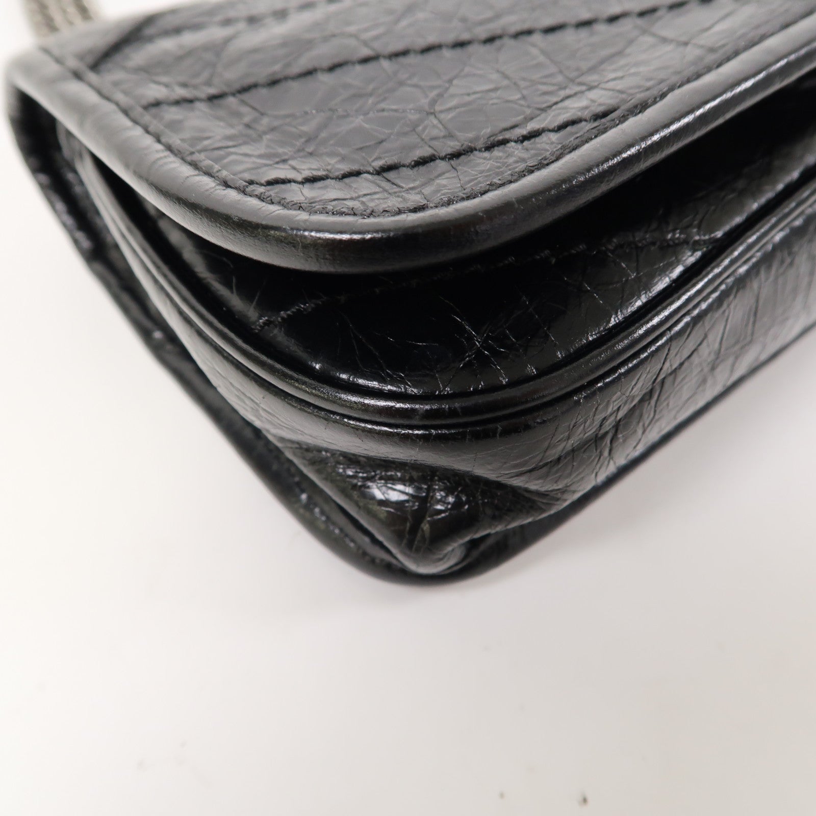 SAINT LAURENT 牛皮皮革Niki Bag銀扣鏈帶肩背袋黑色