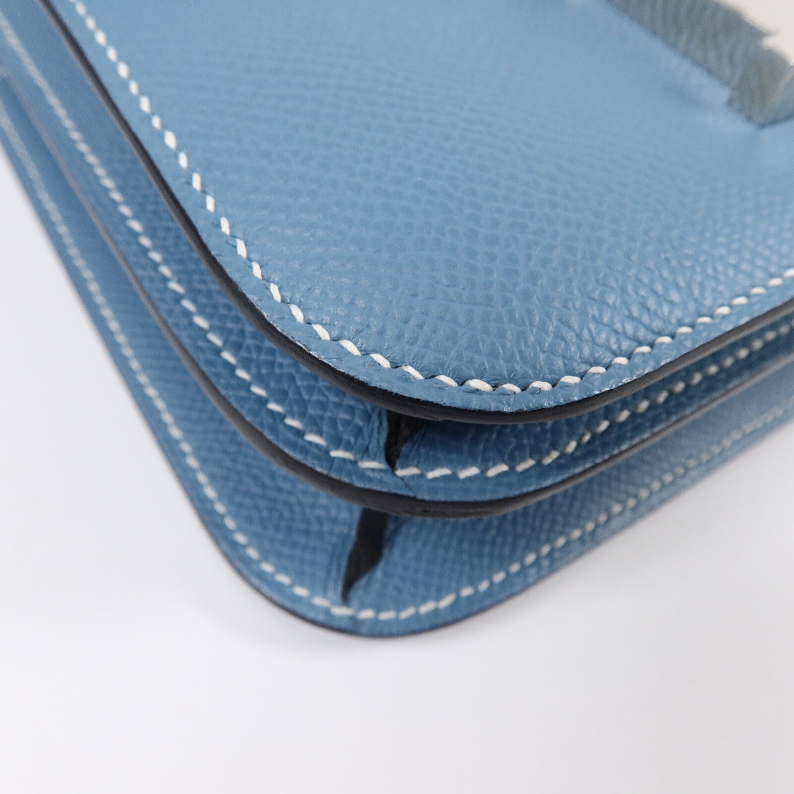 HERMES Epsom皮革Constance Mini肩背袋New Bleu Jean