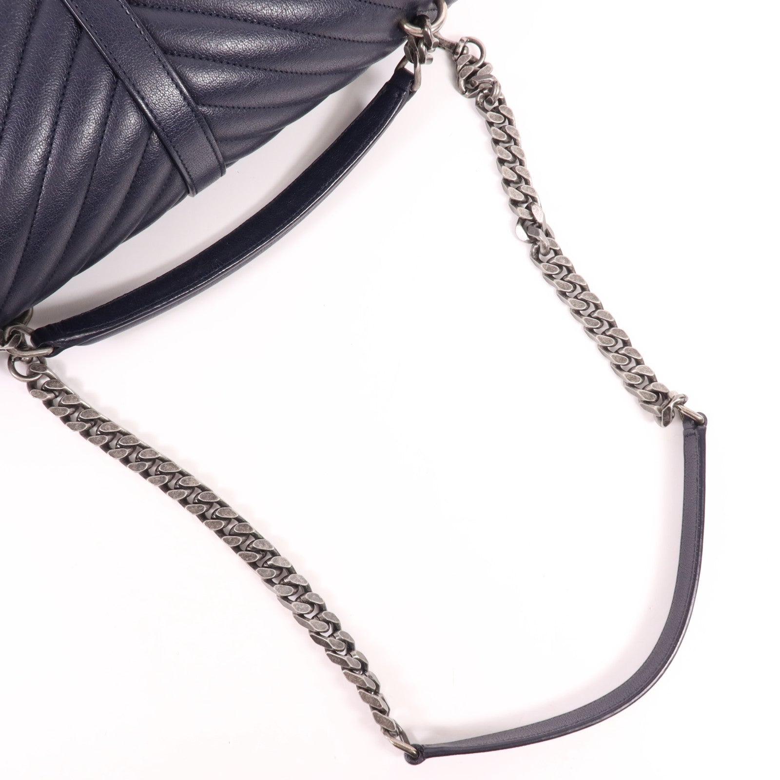 SAINT LAURENT 牛皮皮革College Large銀扣手挽肩背兩用袋