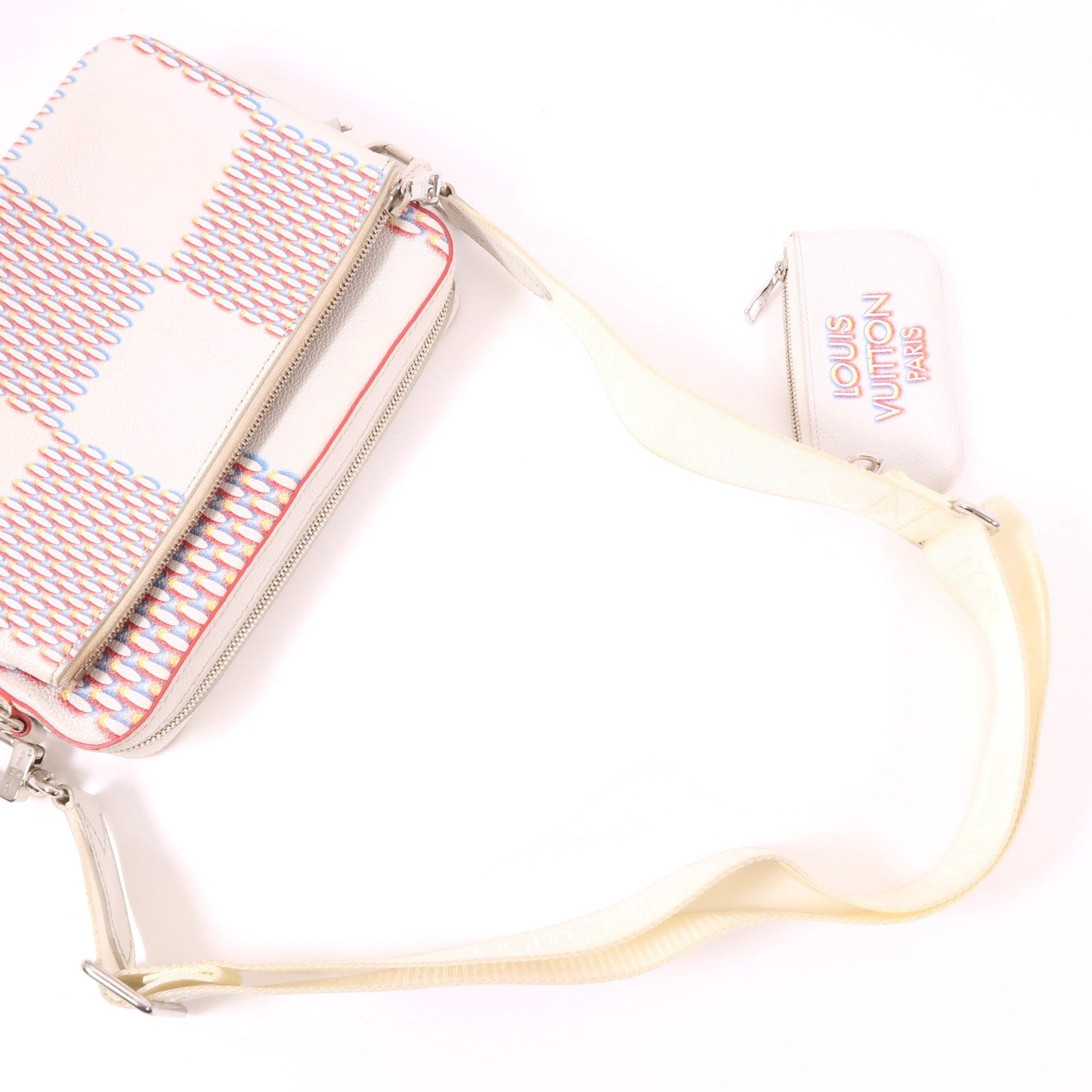 LOUIS VUITTON Damier Giant Spray Trio Messenger銀扣肩背袋