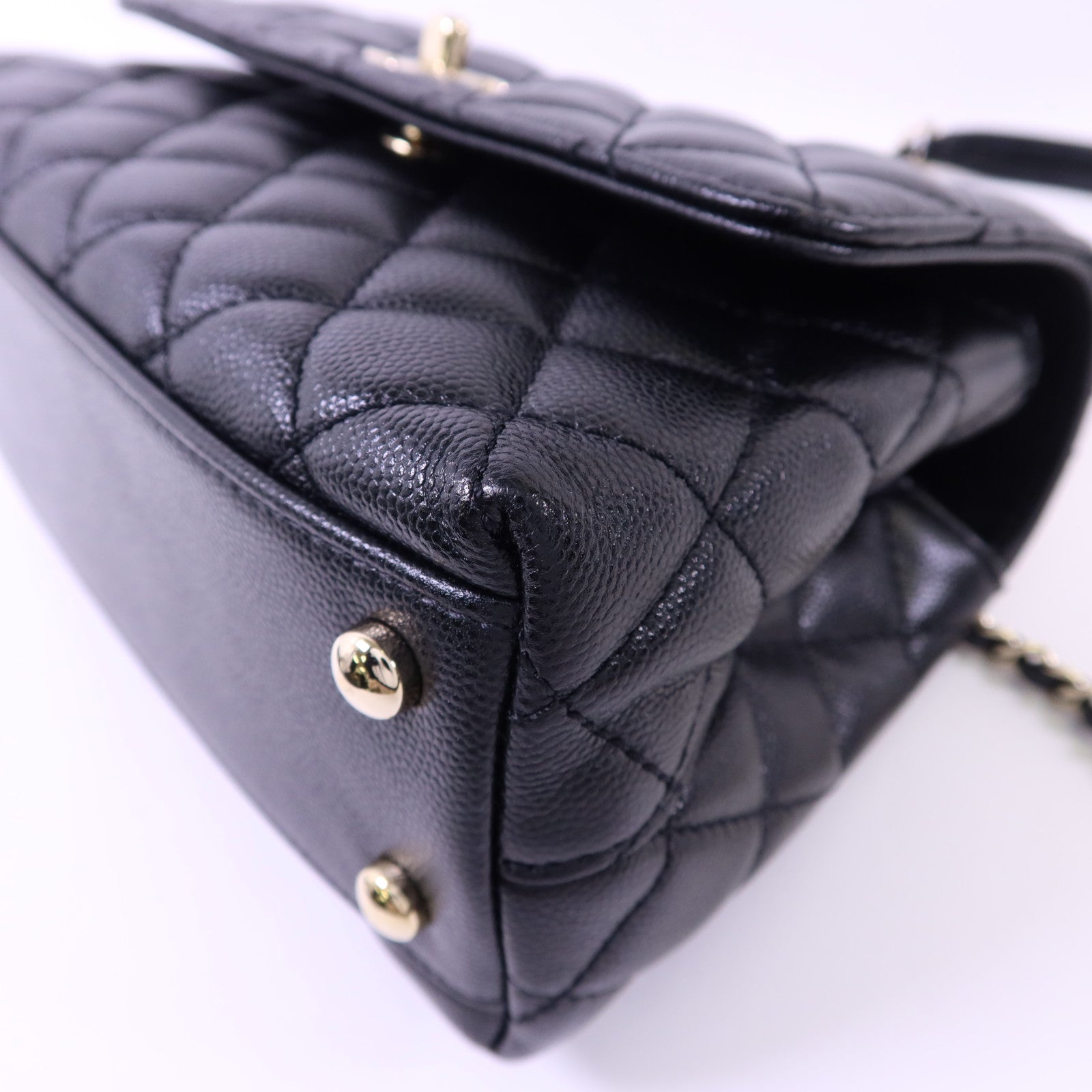CHANEL 牛皮皮革Coco Handle Small金扣手挽肩背兩用袋